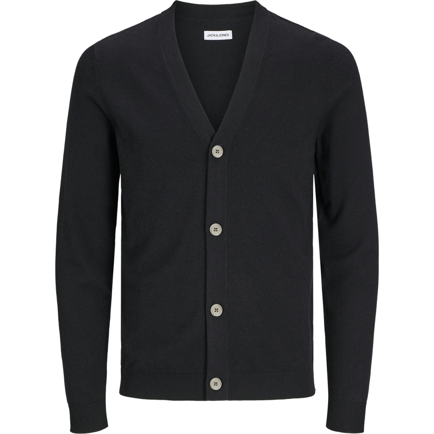 JACK & JONES Kardiganas vyrams, Juoda, Emil knit button cardigan 1