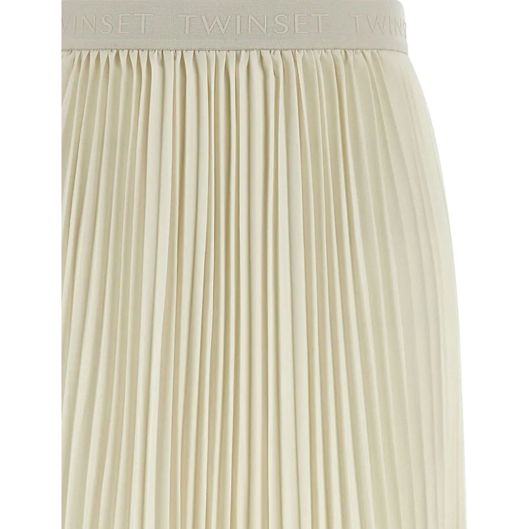 TWINSET Maxi sijonas moterims, Balta, Pleated logo waistband skirt 3
