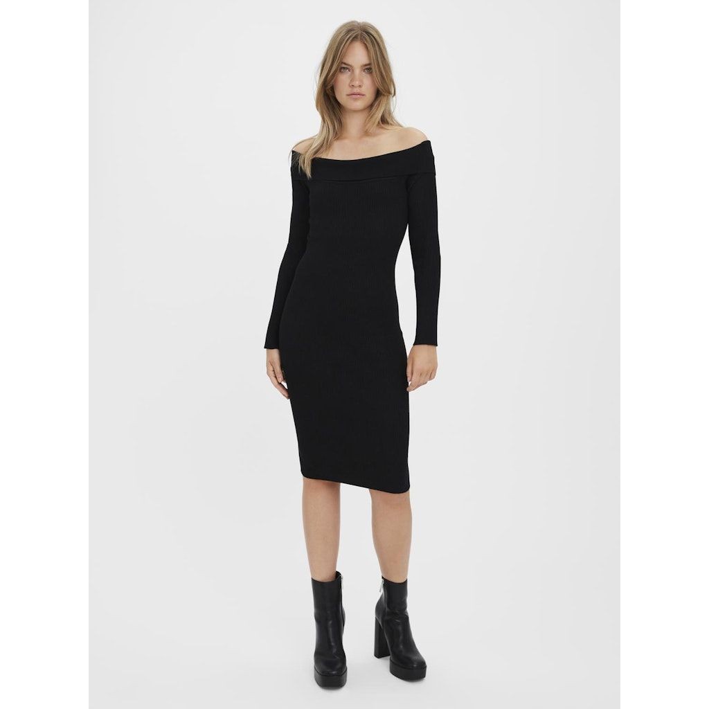 VERO MODA Mini suknelė moterims, Juoda, VMWILLOW LS OFF-SHOUL 4