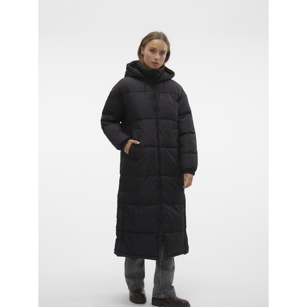 VERO MODA Pūkinis paltas moterims, Juoda, Klea long coat 4