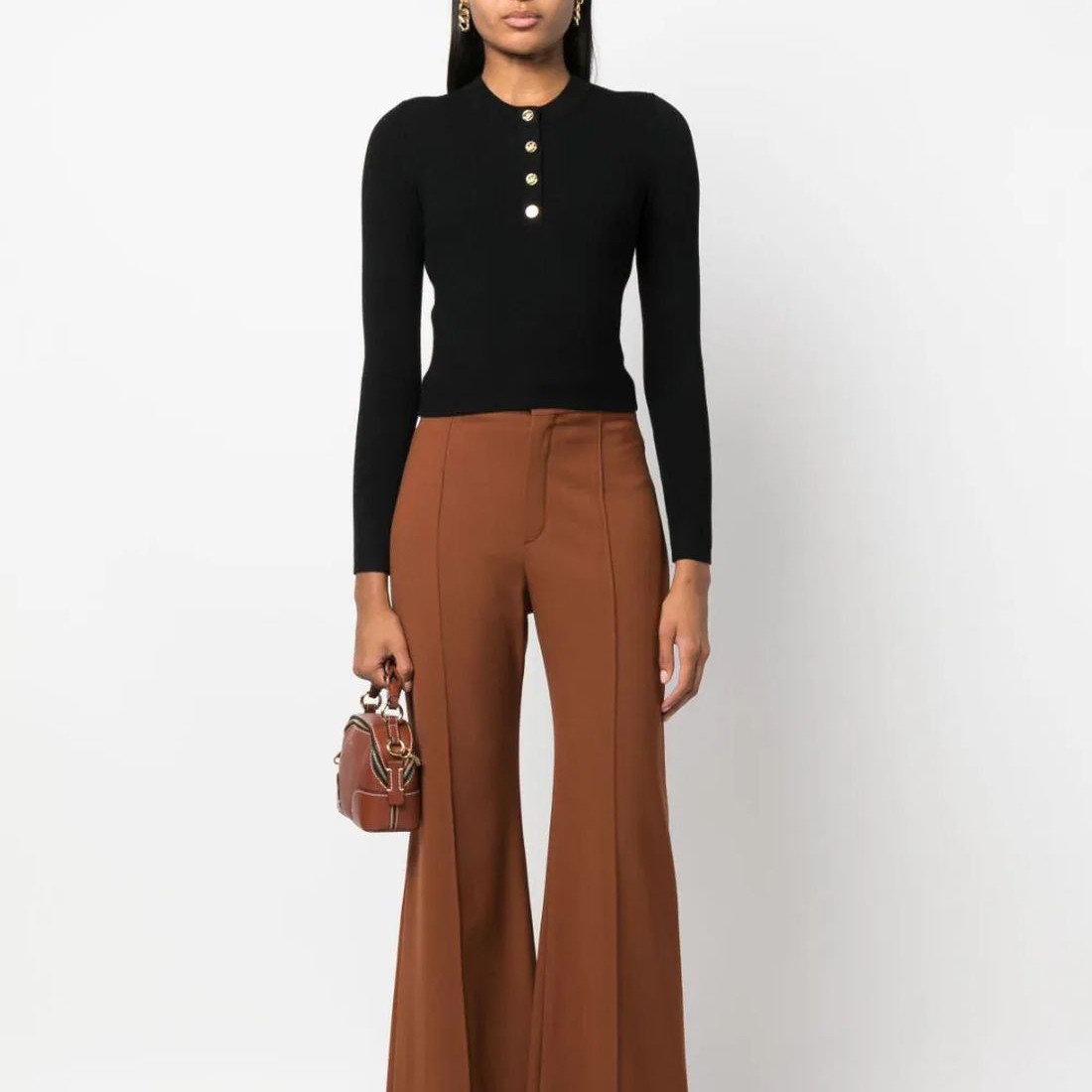 MICHAEL KORS Megztinis moterims, Juoda, Merino ribed butn sweater 2