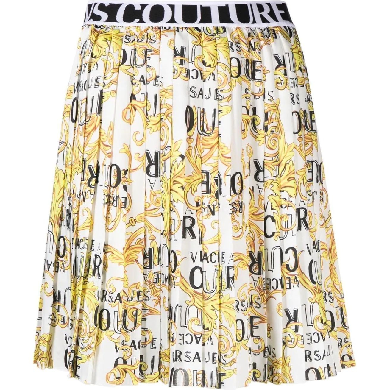 VERSACE JEANS CUTURE Mini sijonas moterims, Balta, Twill skirt 1
