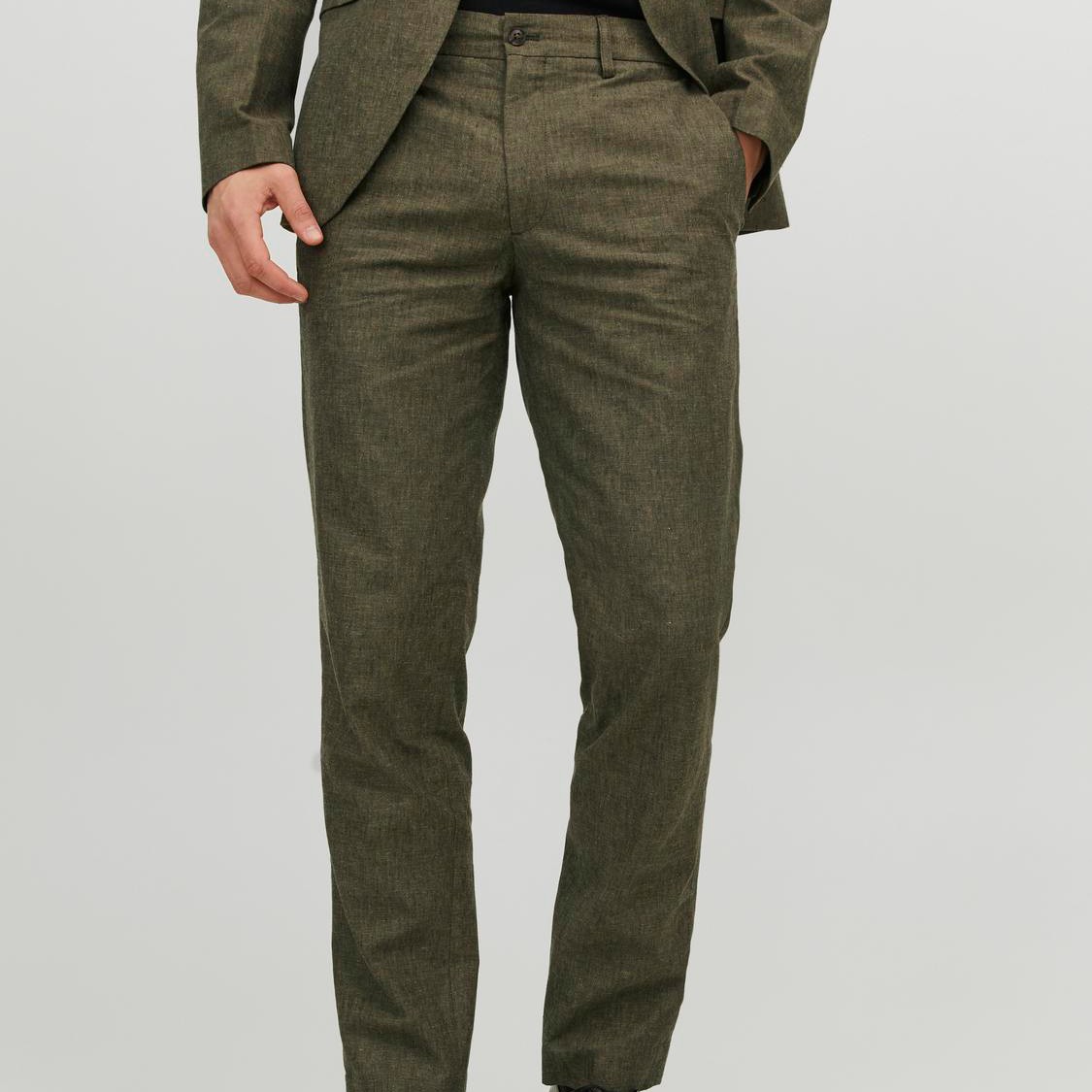 JACK & JONES Kelnės vyrams, Chaki, JPRRIVIERA LINEN TROUS 3