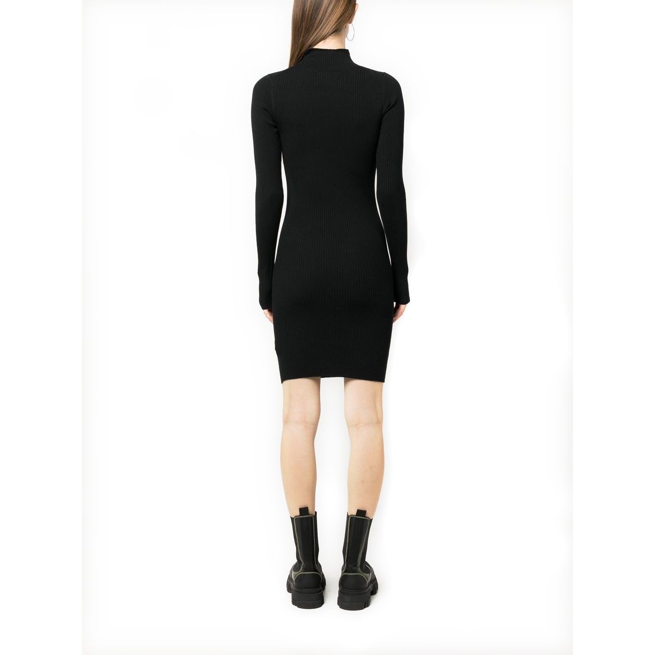 CALVIN KLEIN JEANS Megzta suknelė moterims, Juoda, Stacked logo sweater dress 3