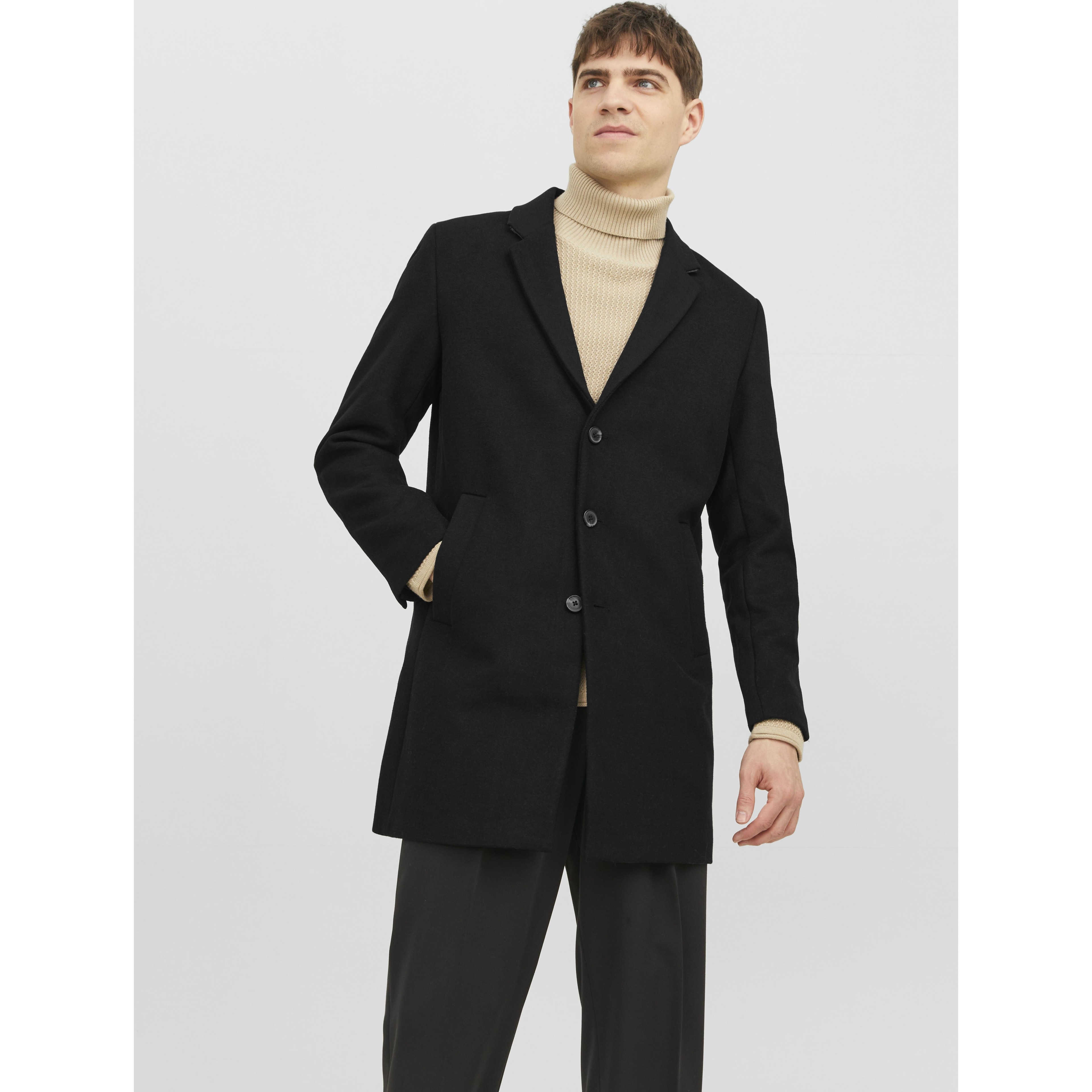 JACK & JONES Paltas vyrams, Juoda, JJEMORRISON WOOL COAT 2