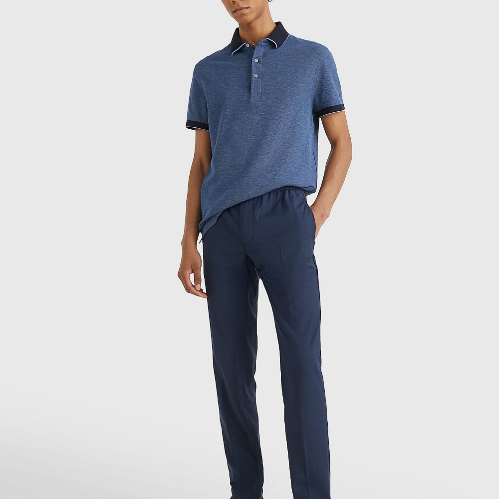 TOMMY HILFIGER Polo marškiniai trumpos rank. vyrams, Mėlyna, Honeycomb slim polo 3