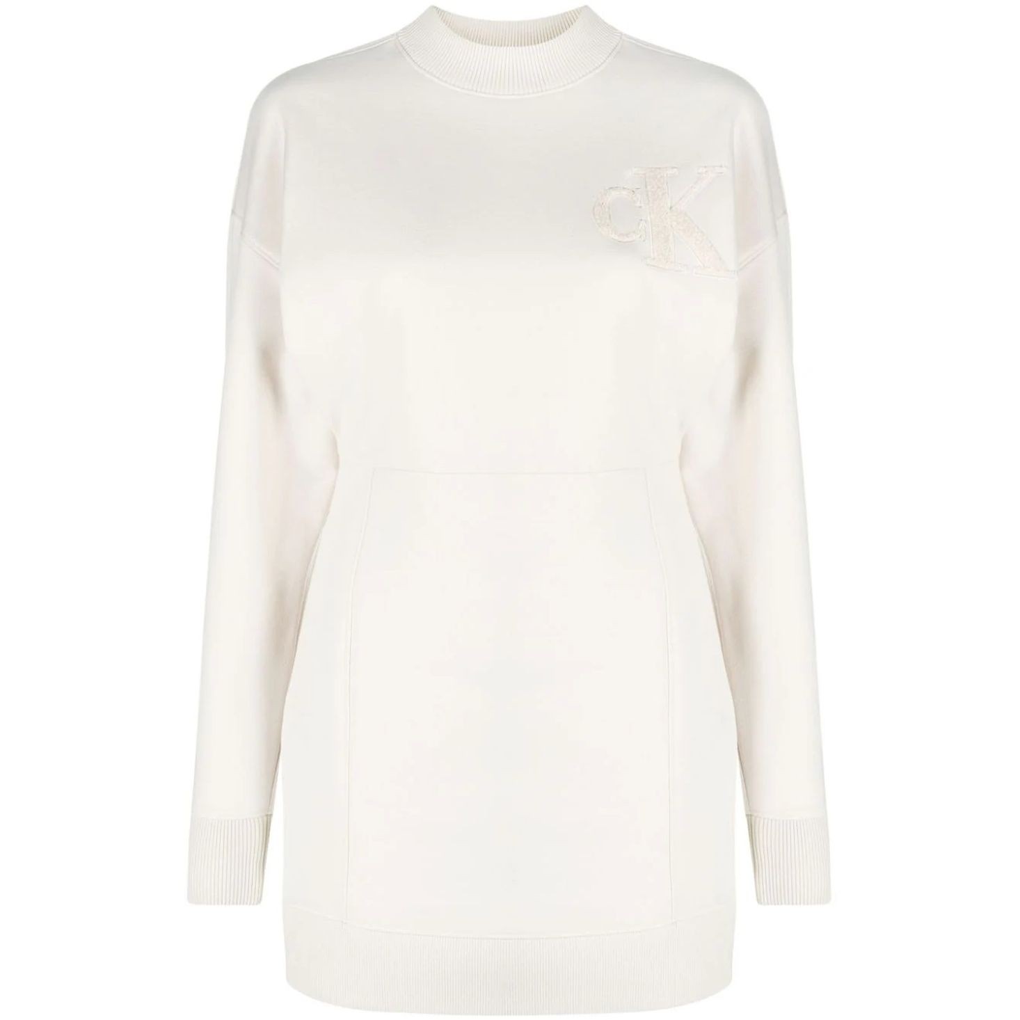 CALVIN KLEIN JEANS Midi suknelė moterims, Smėlio, Chenille ck hwk dress 1