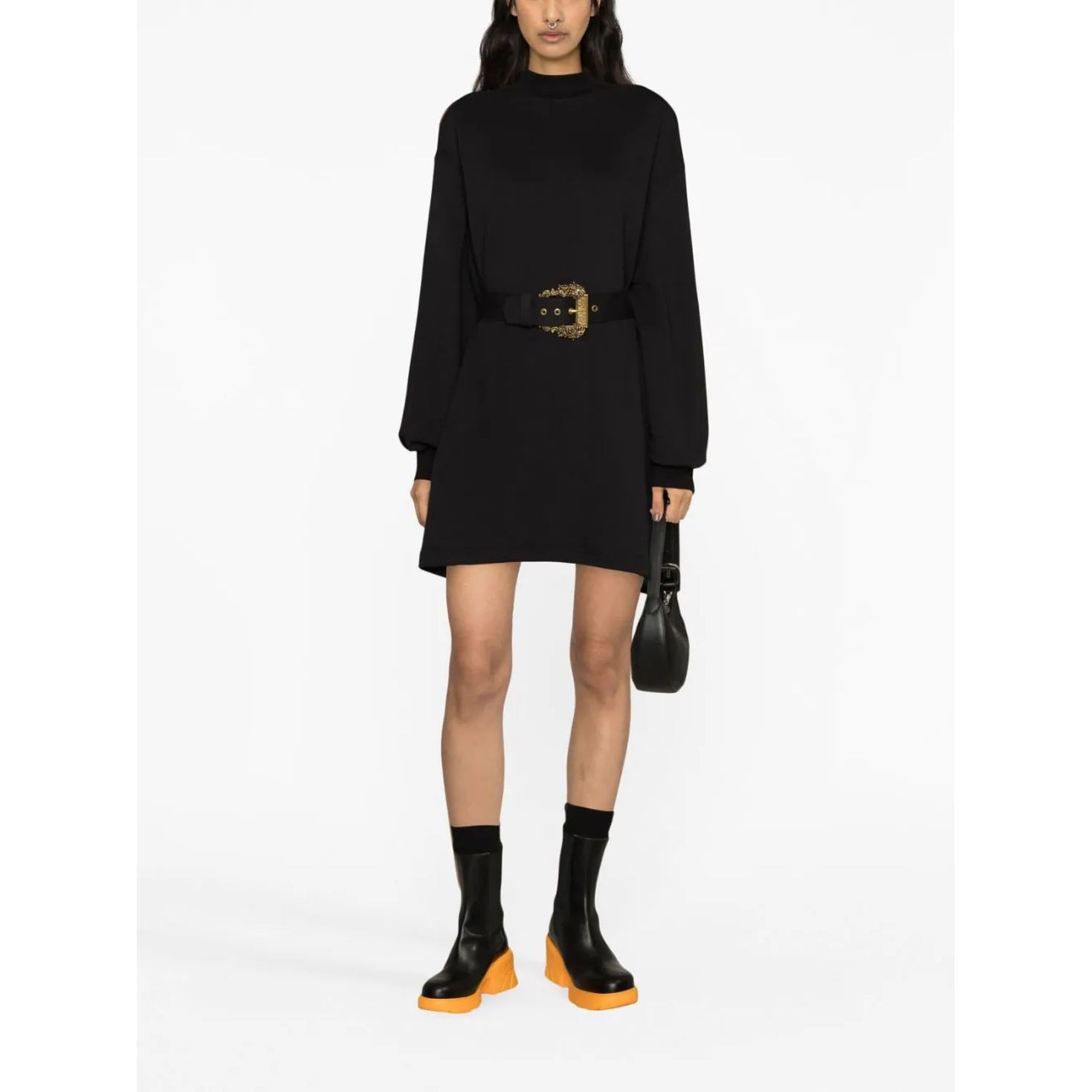 VERSACE JEANS CUTURE Mini suknelė moterims, Juoda, Light soft dress 2