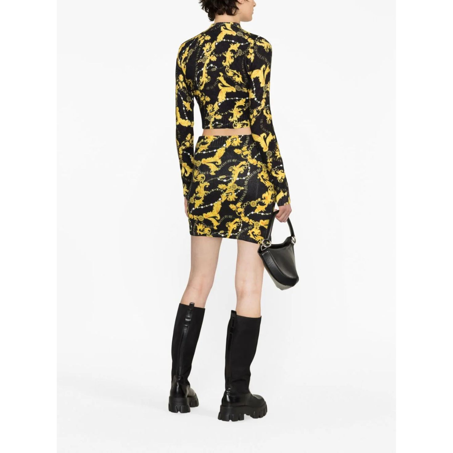 VERSACE JEANS CUTURE Midi sijonas moterims, Juoda, Midi skirt 4