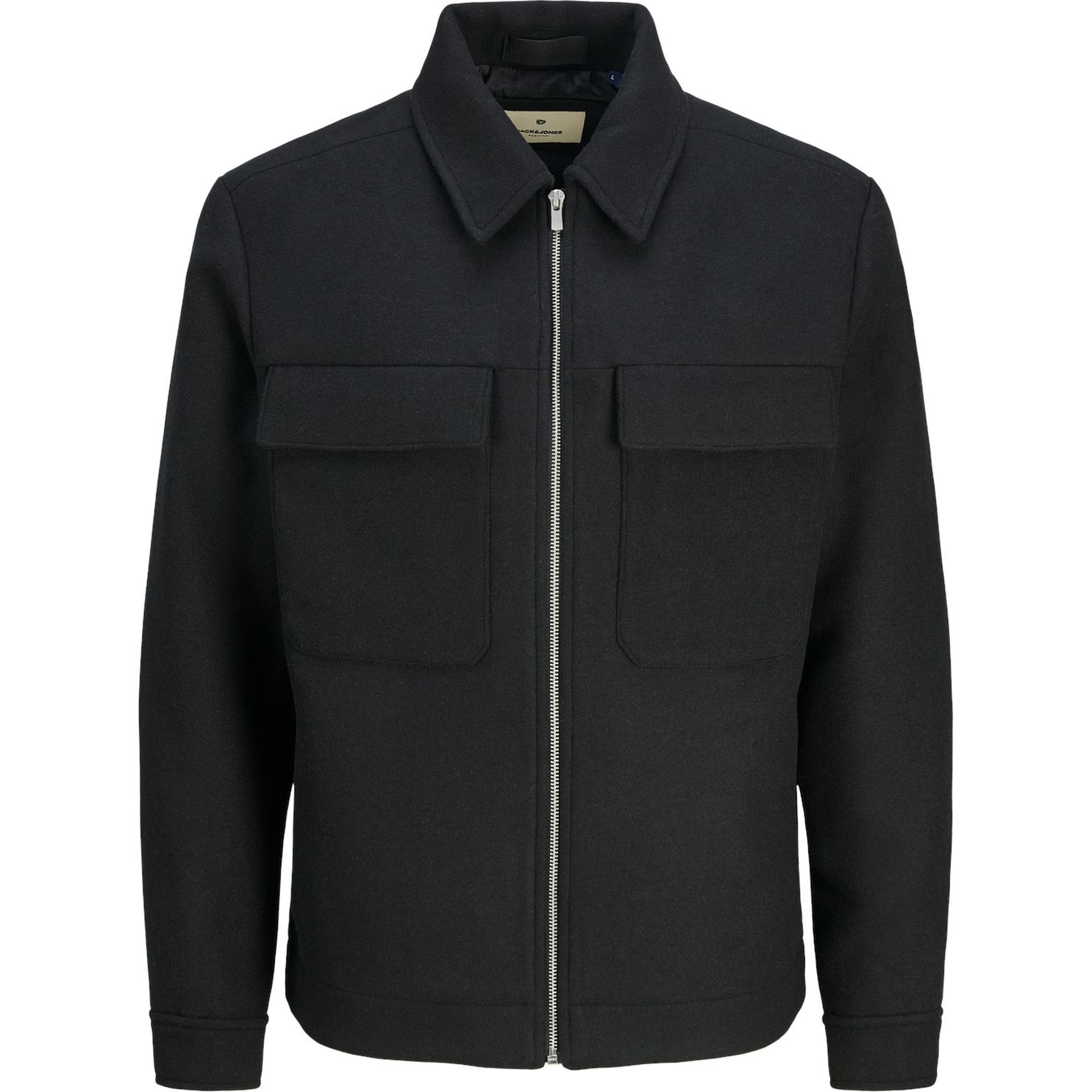 JACK & JONES Lengva striukė vyrams, Juoda, Blu russel wool blend jacket 1