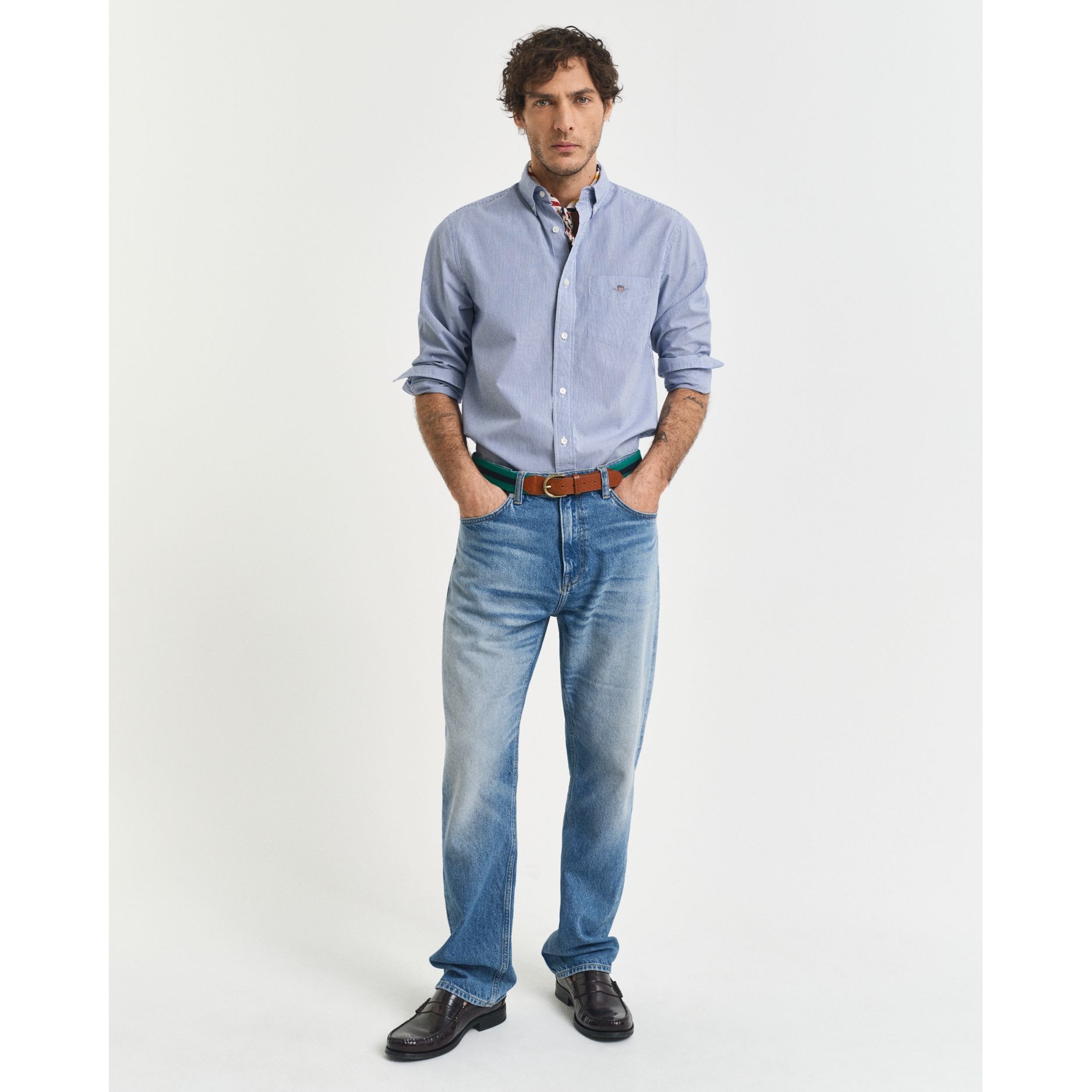 GANT Marškiniai ilgomis rankovėmis vyrams, Mėlyna, Reg classic poplin shirt 5