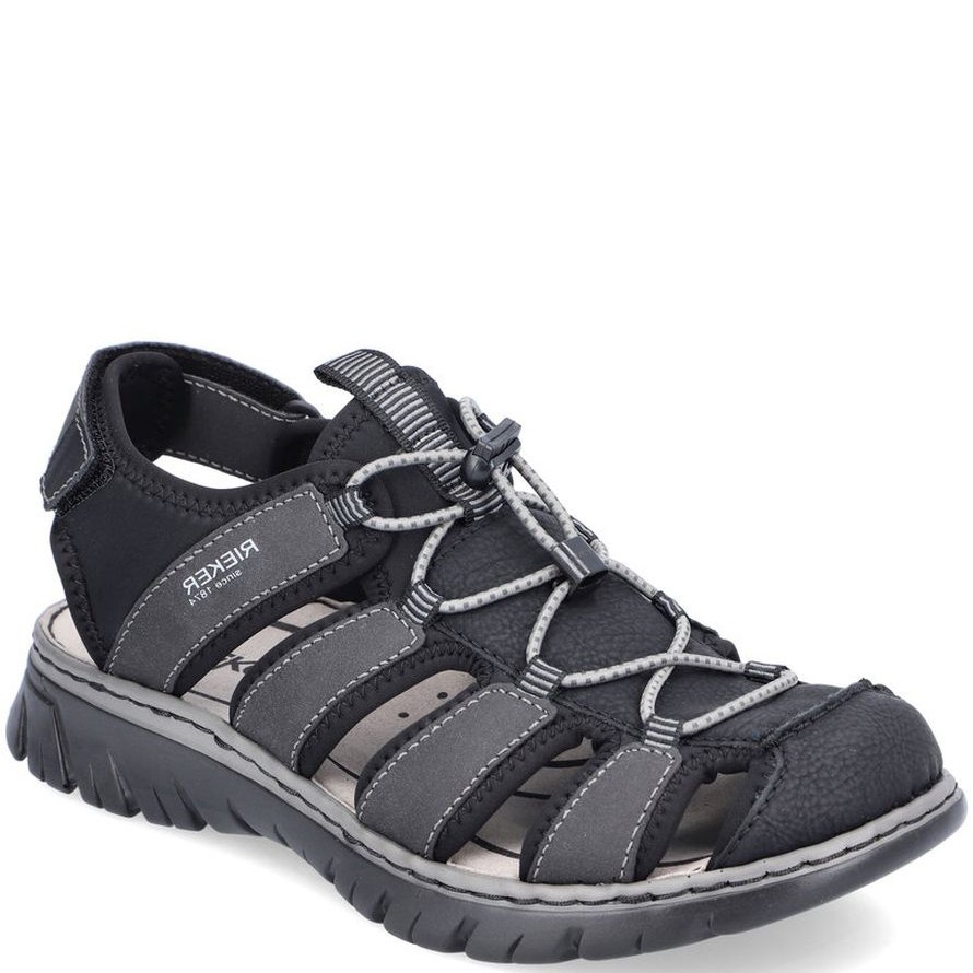 RIEKER Basutės vyrams, Juoda, SANDALS 1