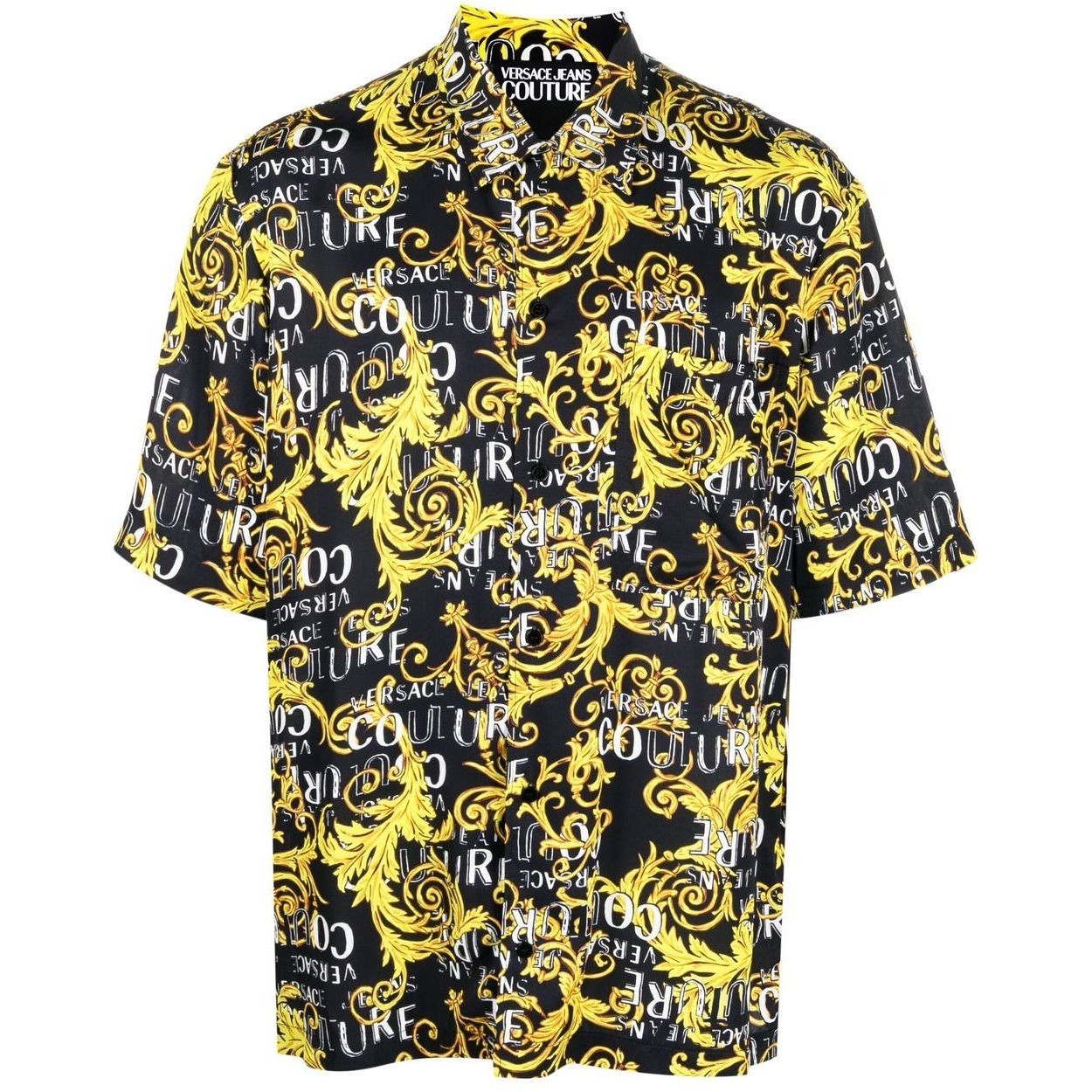 VERSACE JEANS CUTURE Marškiniai trump. rankovėmis vyrams, Juoda, Print logo baroque shirts