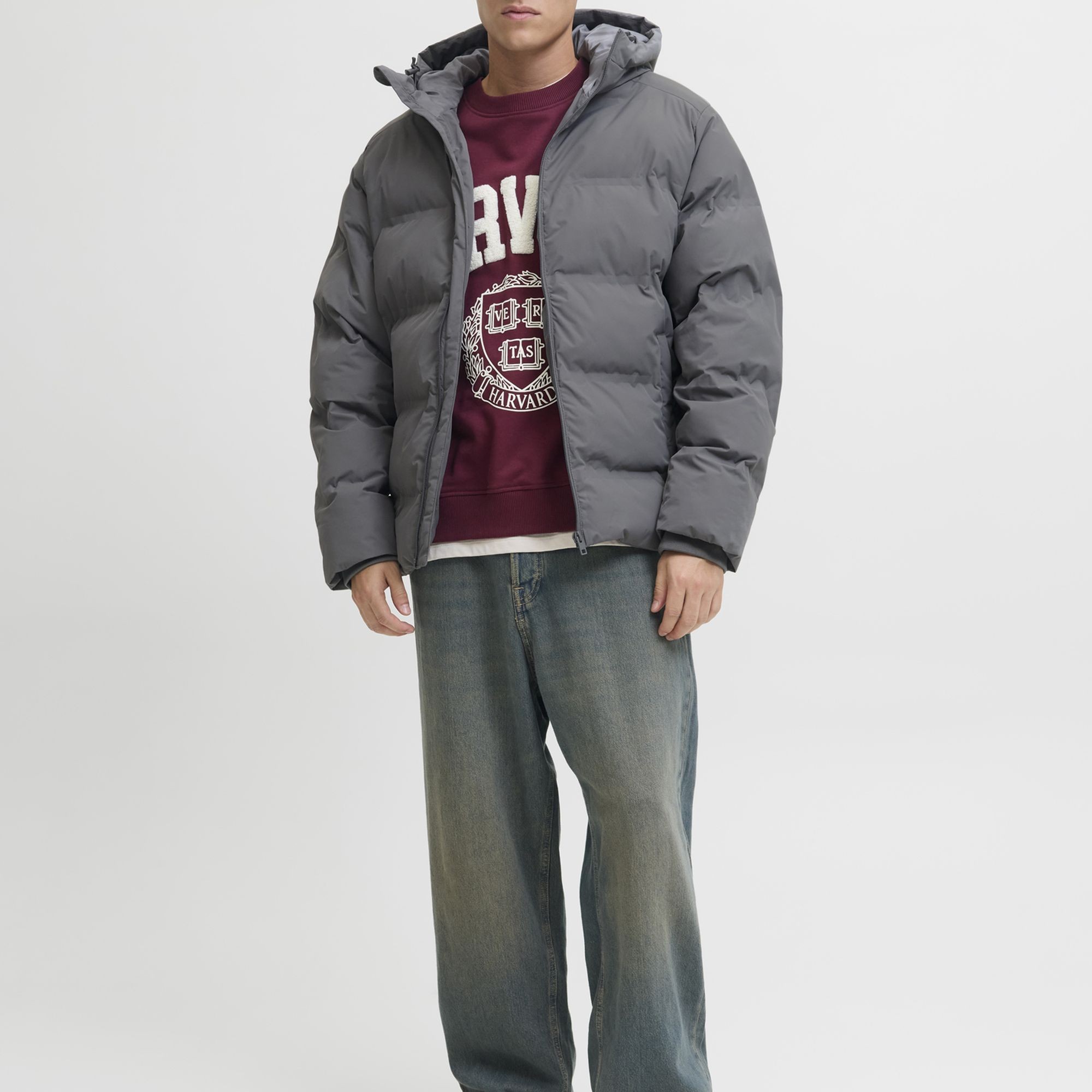 JACK & JONES Pūkinė striukė vyrams, Pilka, Soho Puffer hood 6
