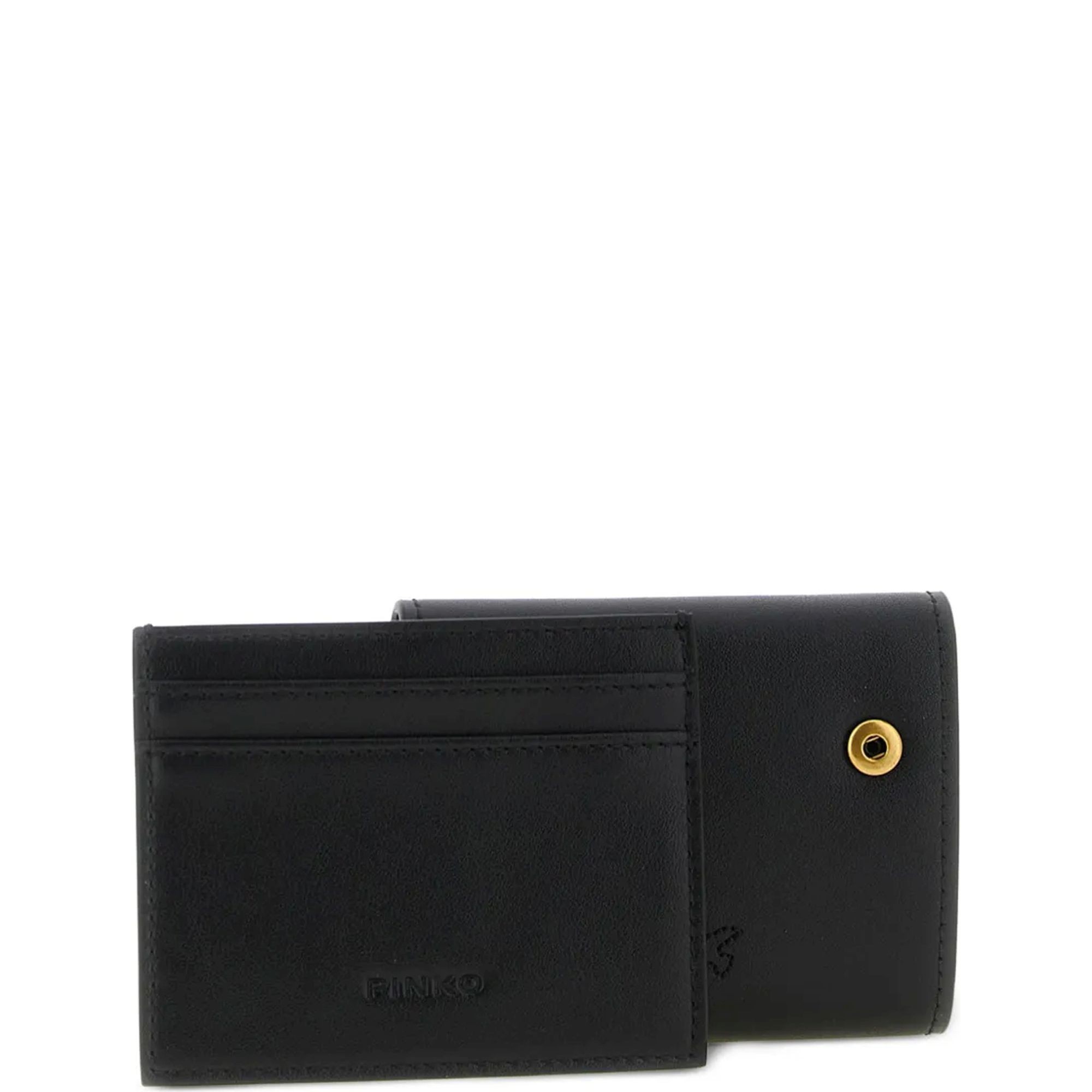 PINKO Piniginė moterims, Juoda, Saddle wallet vitello morbido 3