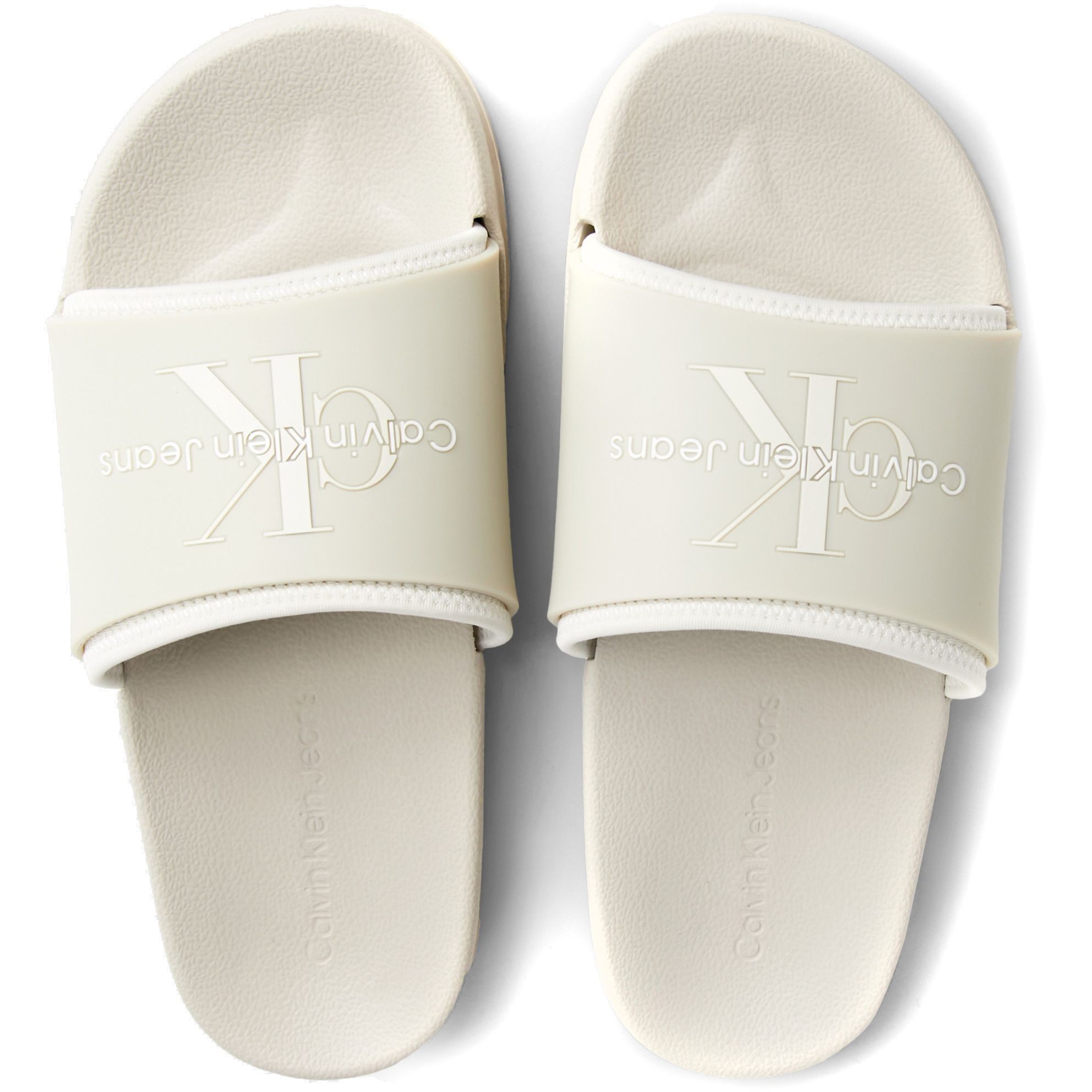 CALVIN KLEIN JEANS Guminės šlepetės moterims, Smėlio, Slide monogram 4
