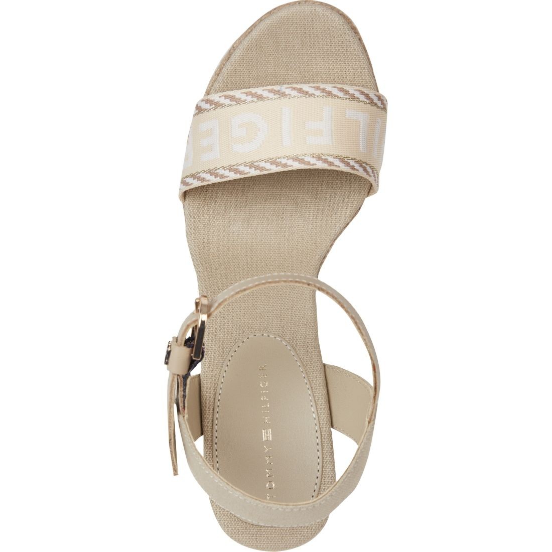 TOMMY HILFIGER Basutės moterims, Žalia, Seasonal webbing wedge sandals 5