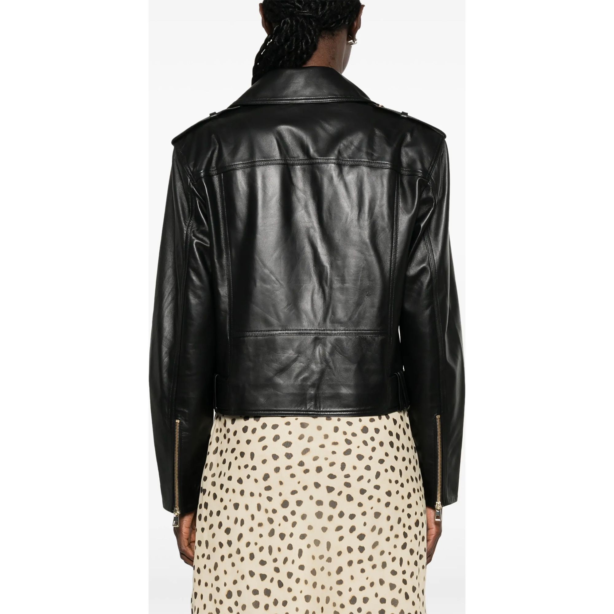 ADRIANNA FERETTI Odinė striukė moterims, Juoda, Leather jacket 4