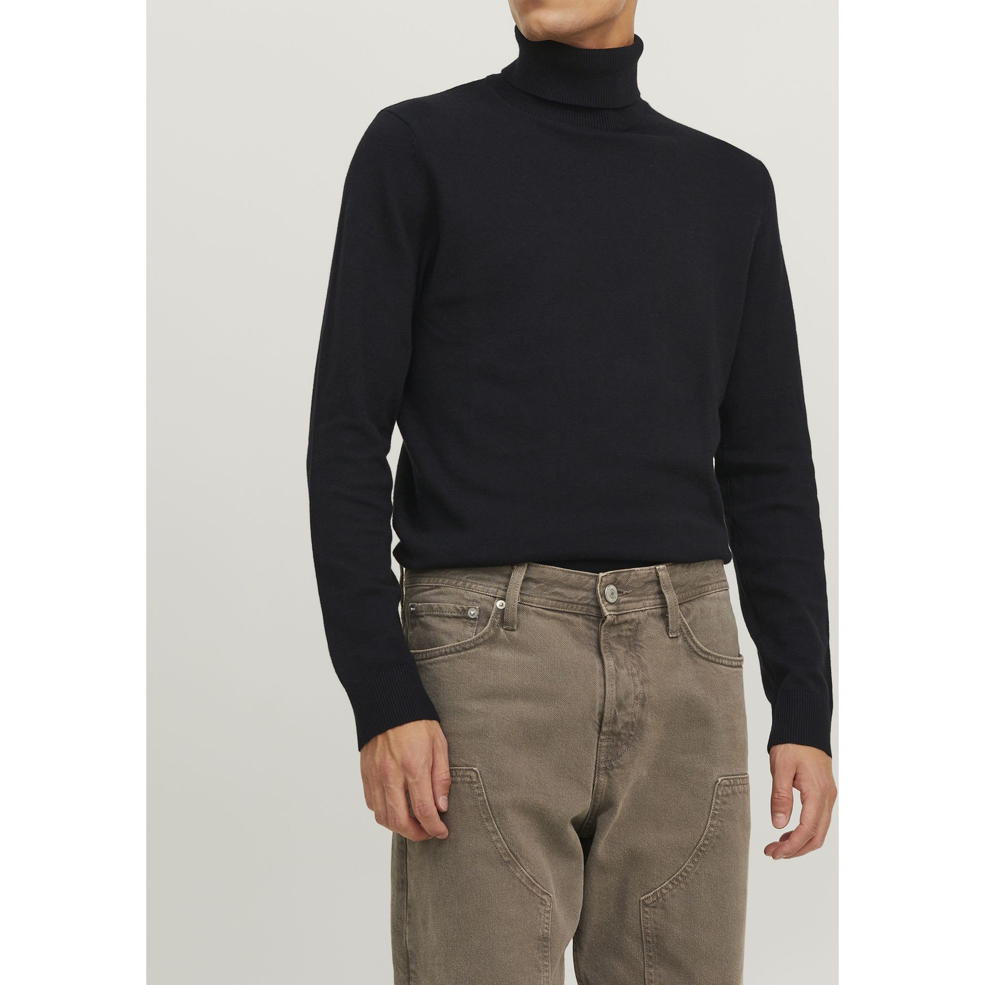 JACK & JONES Megztinis vyrams, Juoda, JJEEMIL KNIT ROLL NE 2