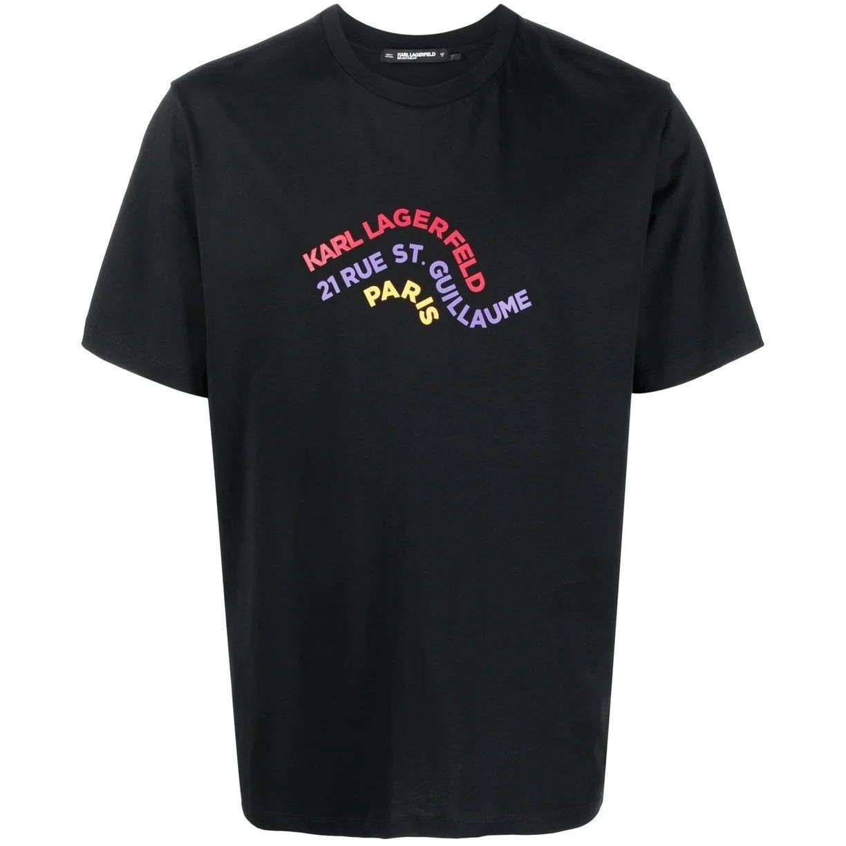 KARL LAGERFELD Marškinėliai trump. rankovėmis vyrams, Juoda, Wave logo relaxed t-shirt 1