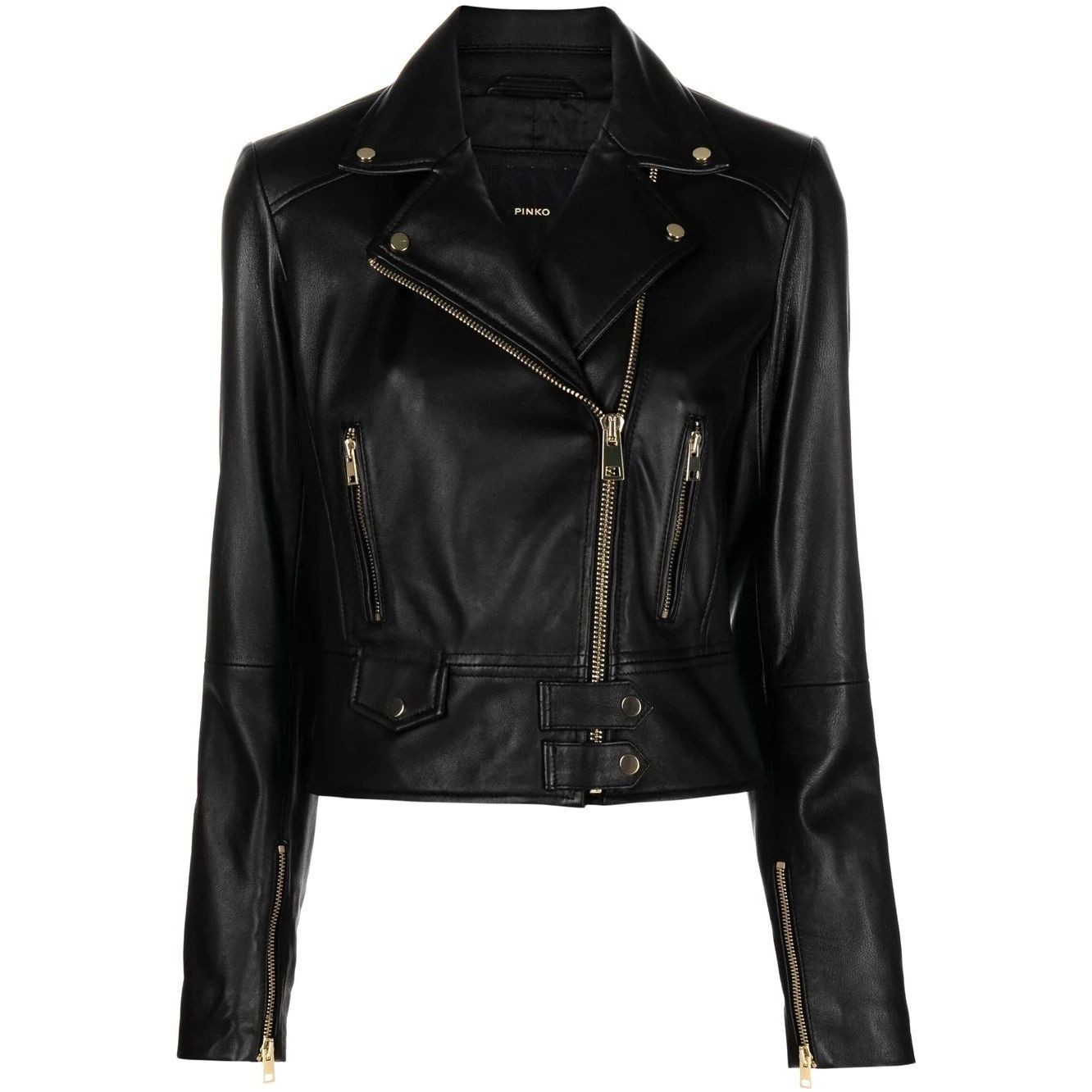PINKO Odinis švarkas moterims, Juoda, Sensibile chiodo jacket 1