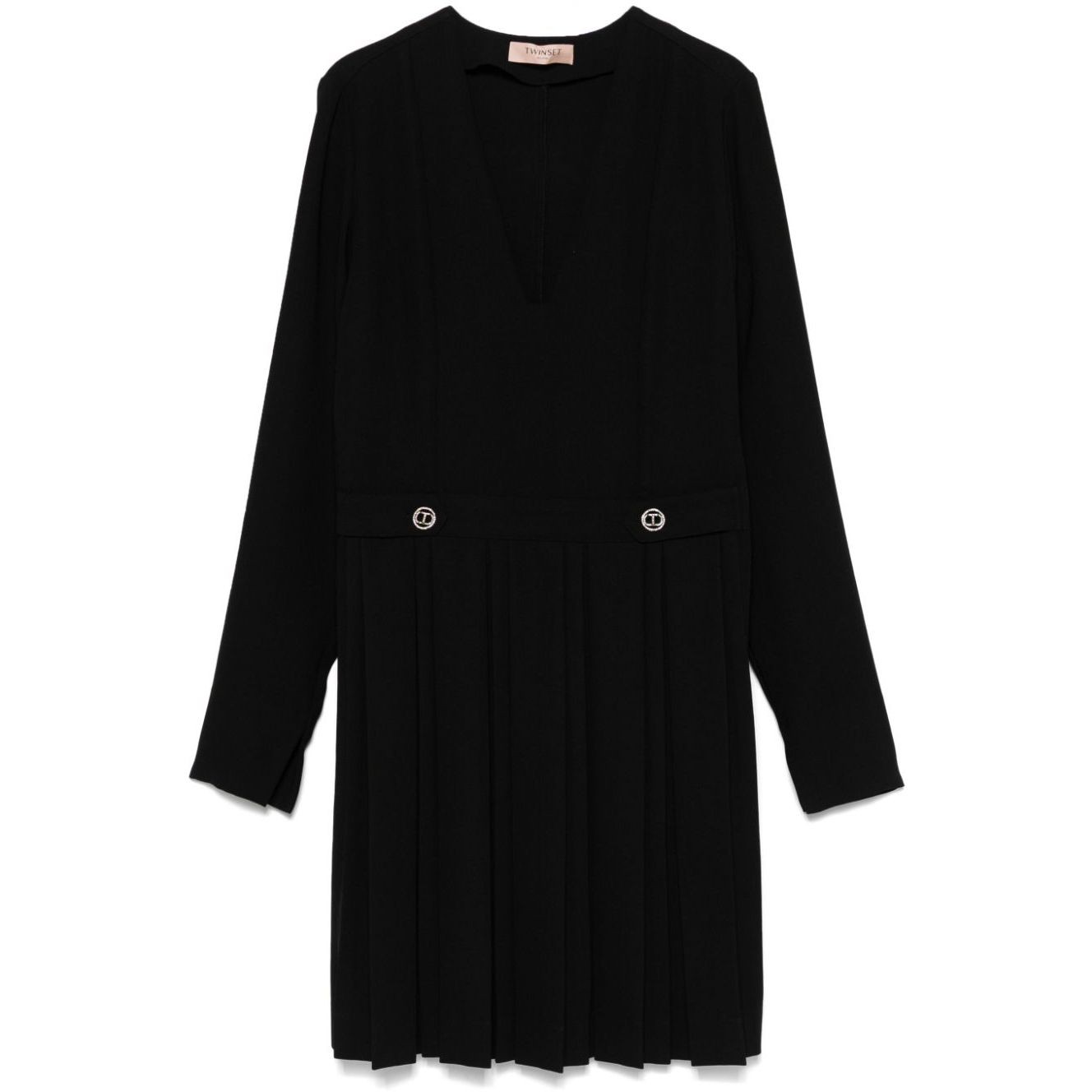 TWINSET Mini suknelė moterims, Juoda, Pleated mini dress