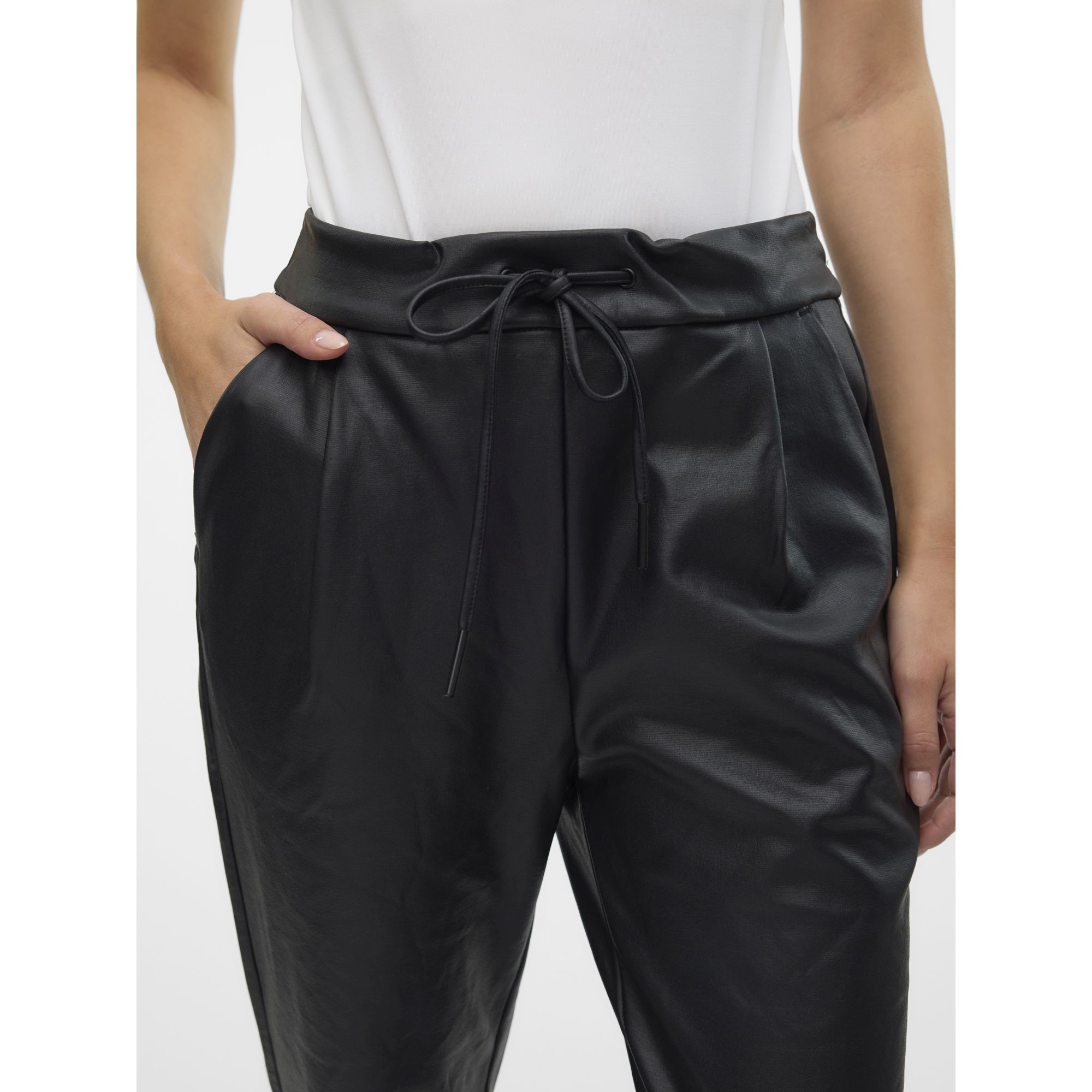 VERO MODA Kelnės moterims, Juoda, VMEVA MW LOOSE STRIN 6
