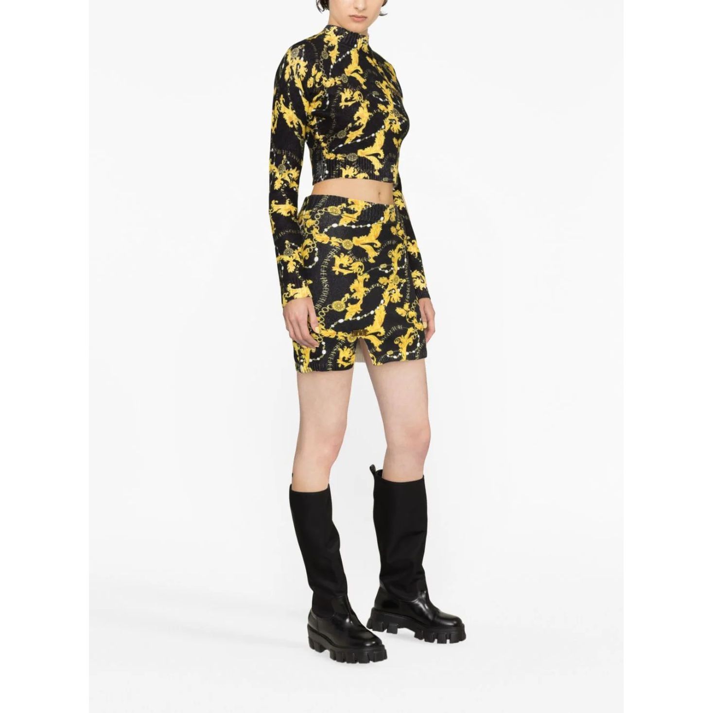 VERSACE JEANS CUTURE Midi sijonas moterims, Juoda, Midi skirt 3