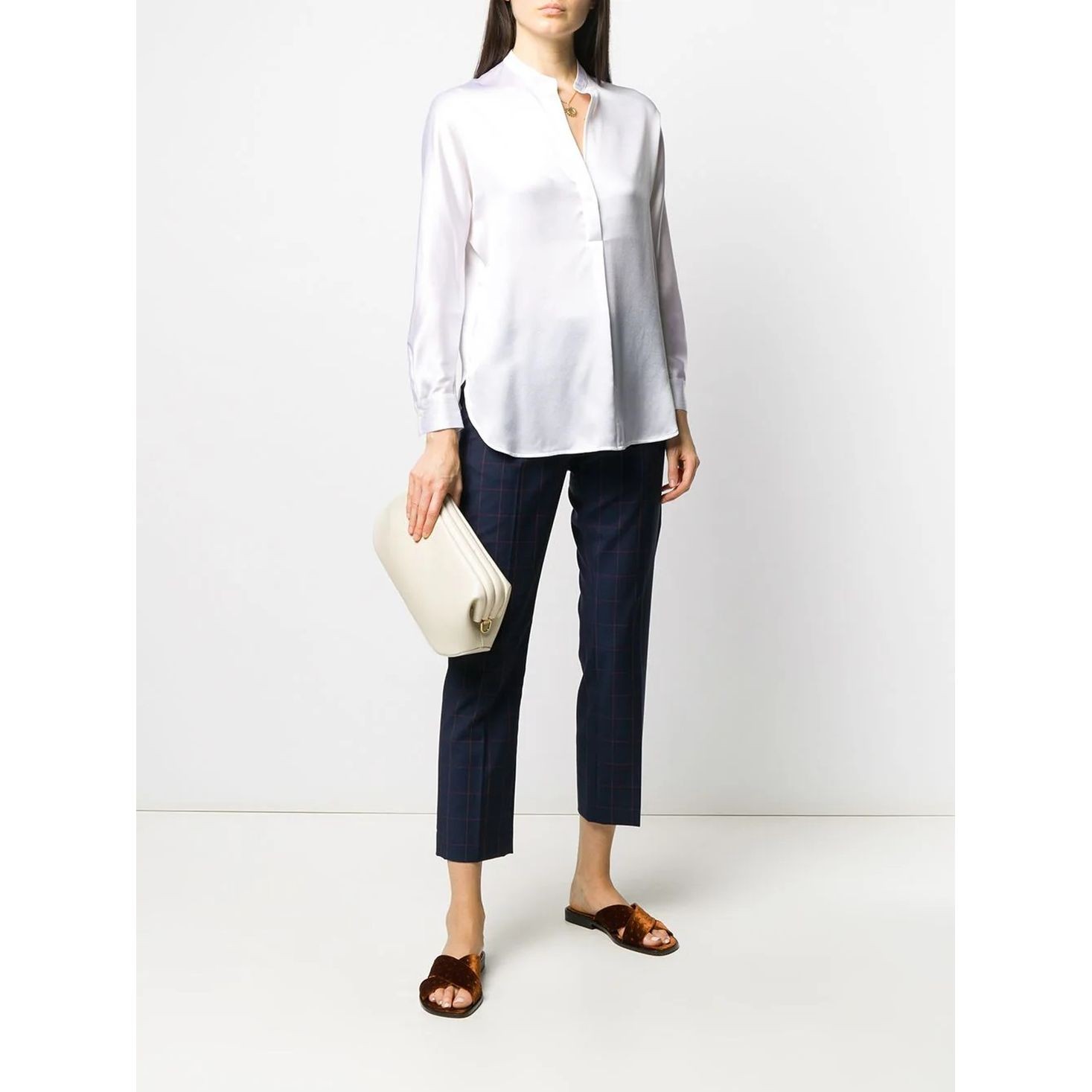 VINCE Marškiniai moterims, Balta, Band collar blouse 2