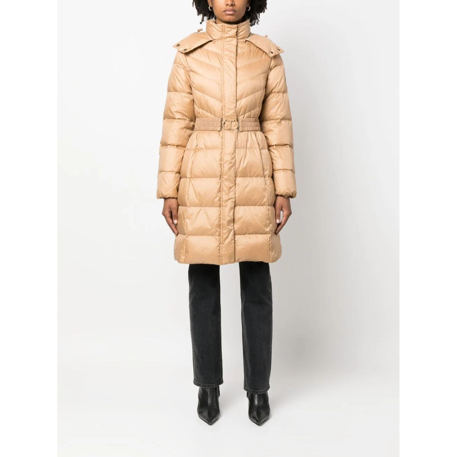 TWINSET Pūkinis paltas moterims, Ruda, Puffed coat 2