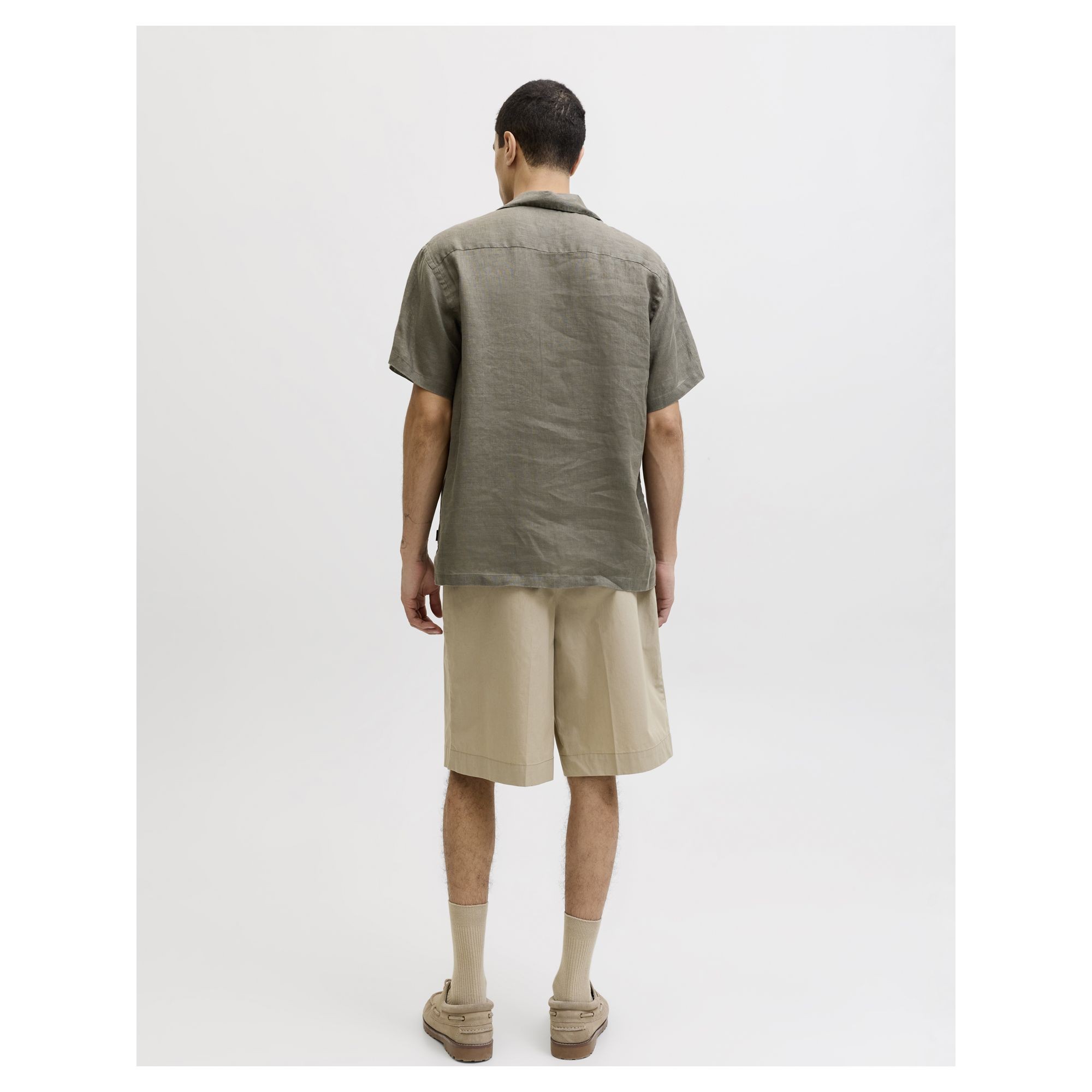 JACK & JONES Marškiniai trump. rankovėmis vyrams, Chaki, Lawrence linen resort 3