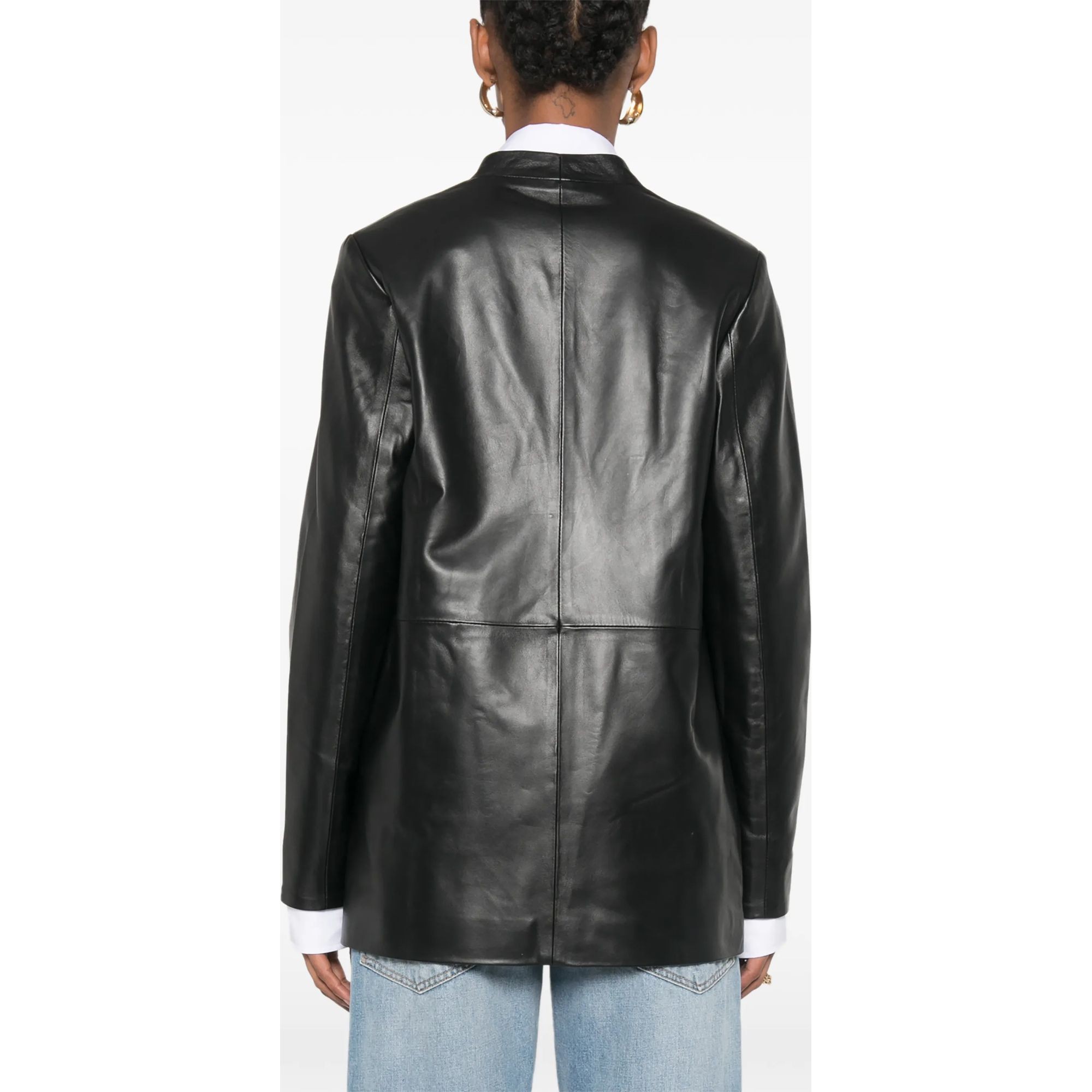 ADRIANNA FERETTI Odinė striukė moterims, Juoda, Leather jacket 4