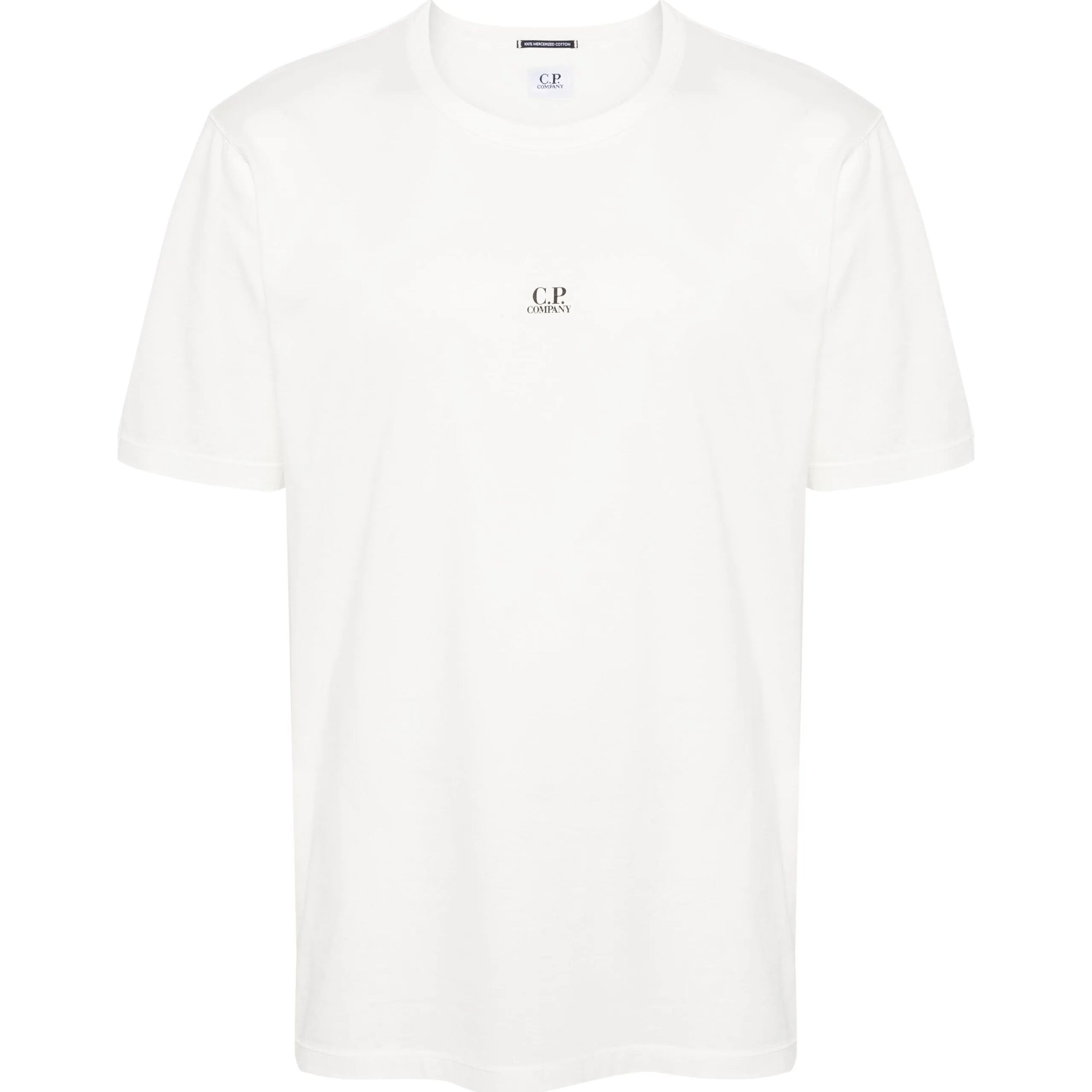 C.P. COMPANY Marškinėliai trump. rankovėmis vyrams, Balta, Mercerized jersey logo t-shirt
