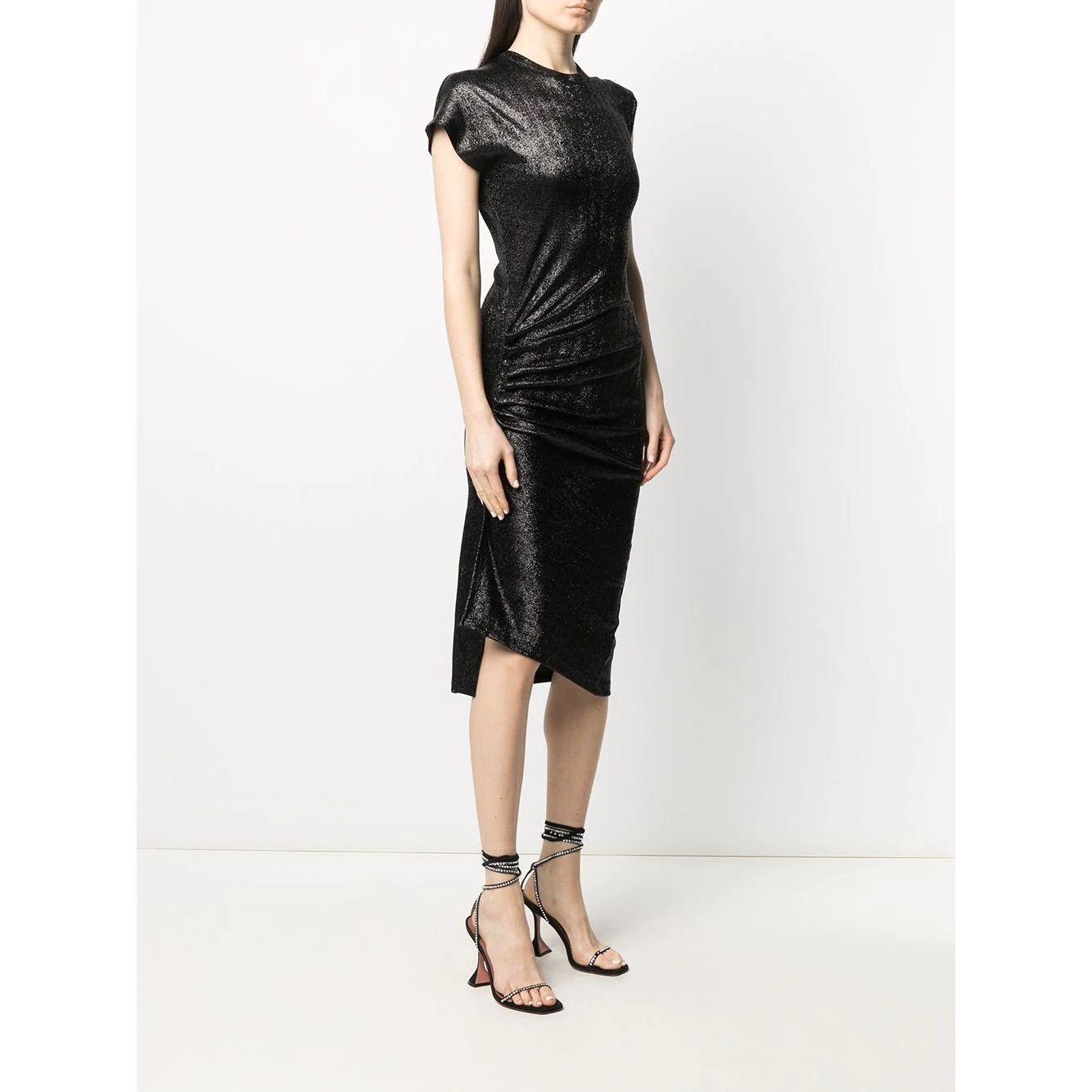 PACO RABANNE Midi suknelė moterims, Juoda, Asymmetric midi dress 3