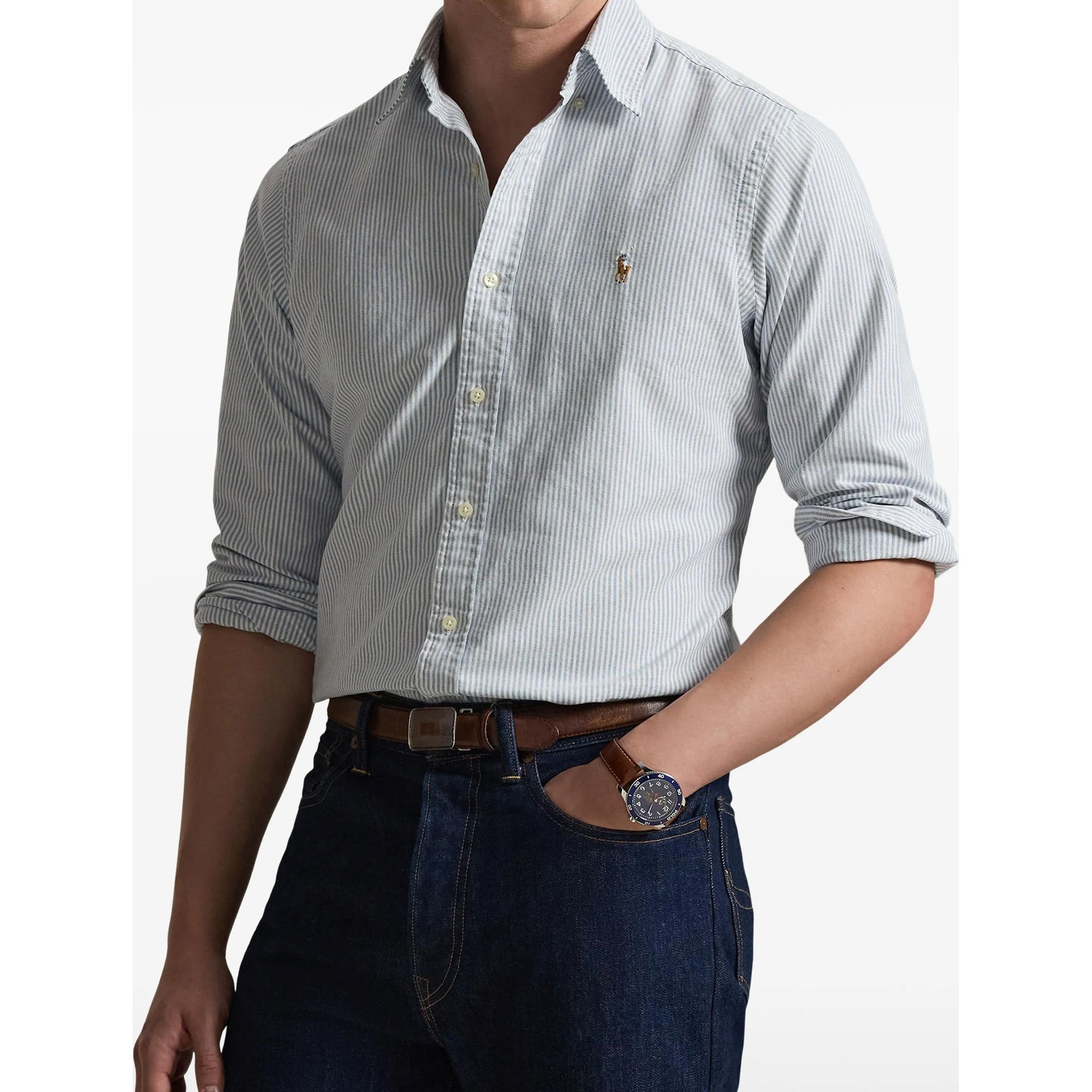 POLO RALPH LAUREN Marškiniai ilgomis rankovėmis vyrams, Mėlyna, Long sleeve-sport shirt 3