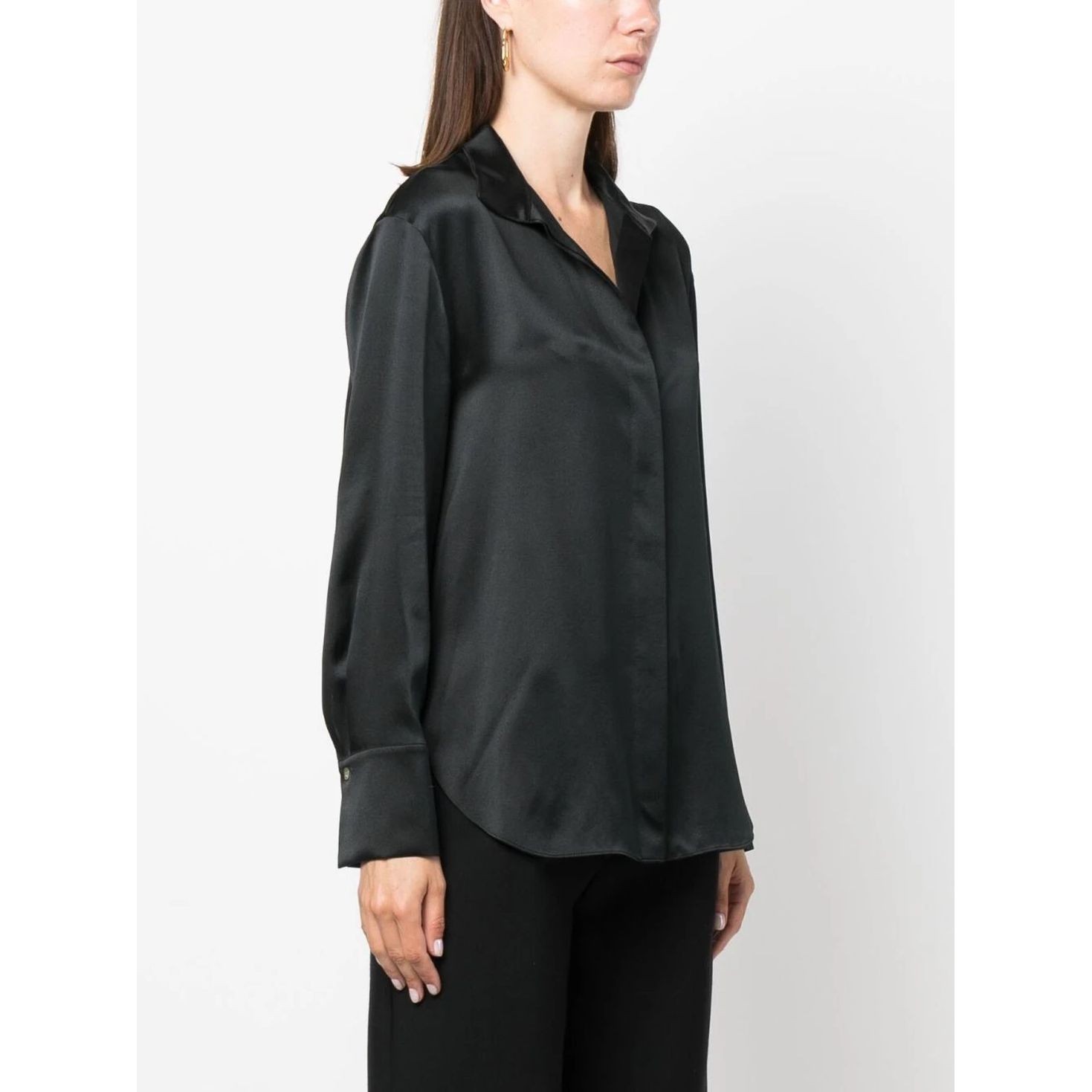 VINCE Palaidinės moterims, Juoda, Long sleeve stand blouse 3