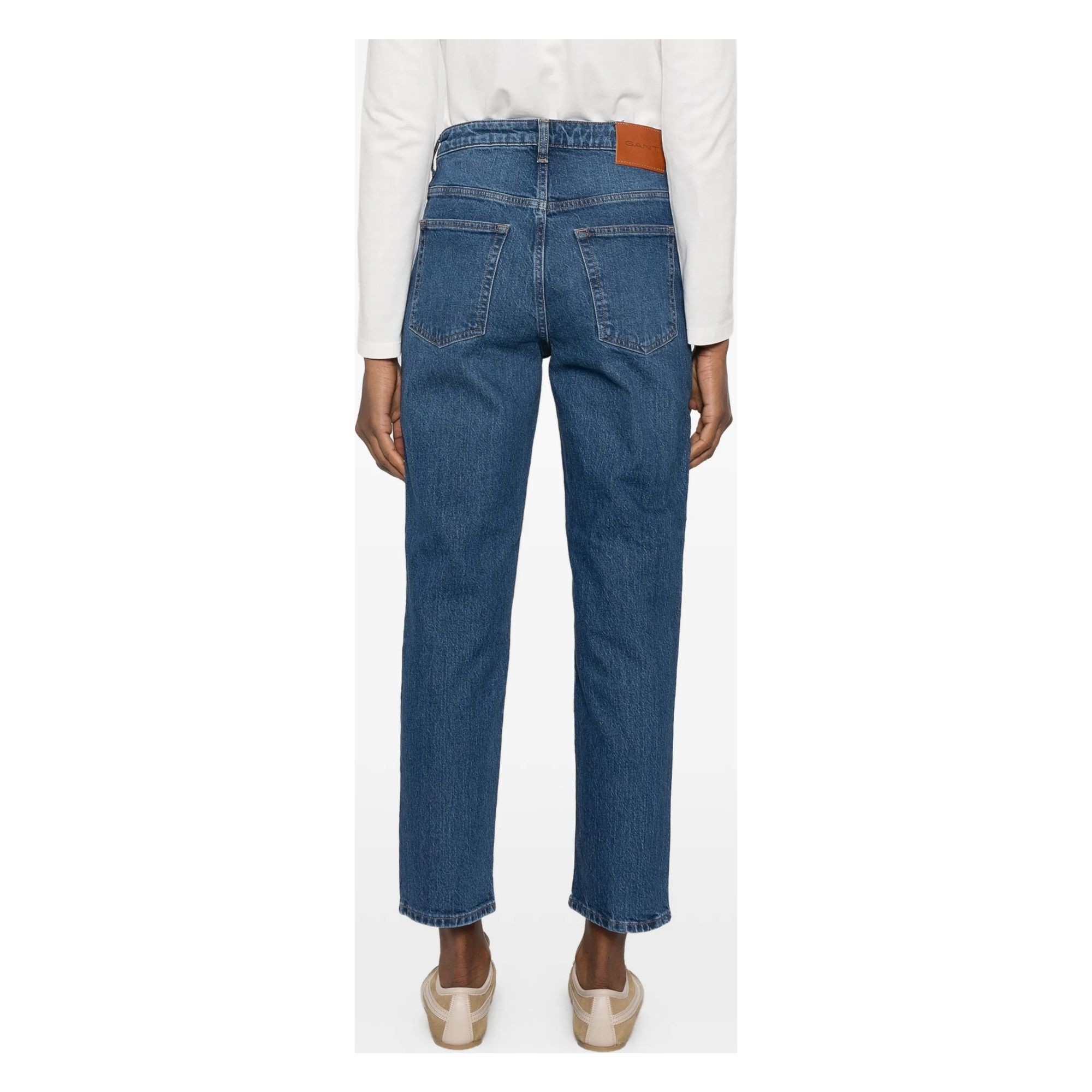 GANT Tiesūs džinsai moterims, Mėlyna, Straight cropped jeans 4