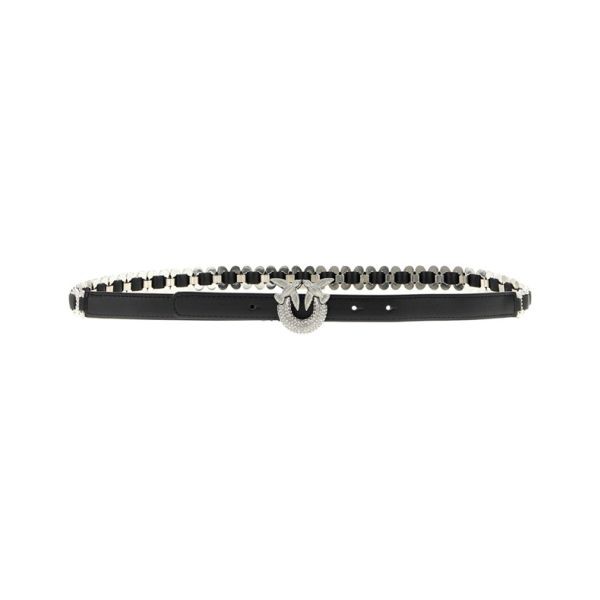PINKO Diržas moterims, Juoda, Belt h2 fibbia full strass pu+ 1