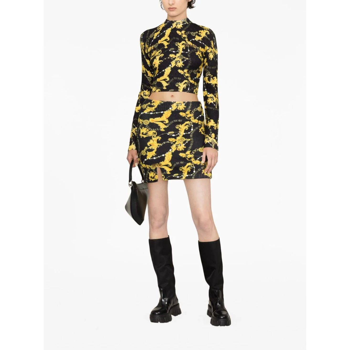 VERSACE JEANS CUTURE Midi sijonas moterims, Juoda, Midi skirt 2