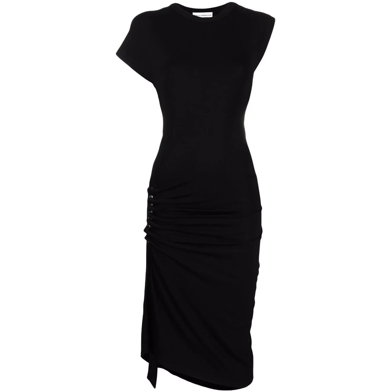 PACO RABANNE Midi suknelė moterims, Juoda, Short sleeve midi dress 1