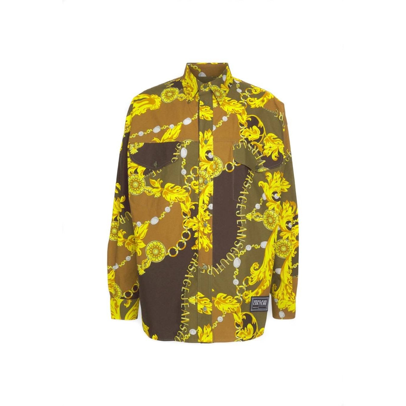 VERSACE JEANS CUTURE Marškiniai ilgomis rankovėmis vyrams, Žalia, O print shirt