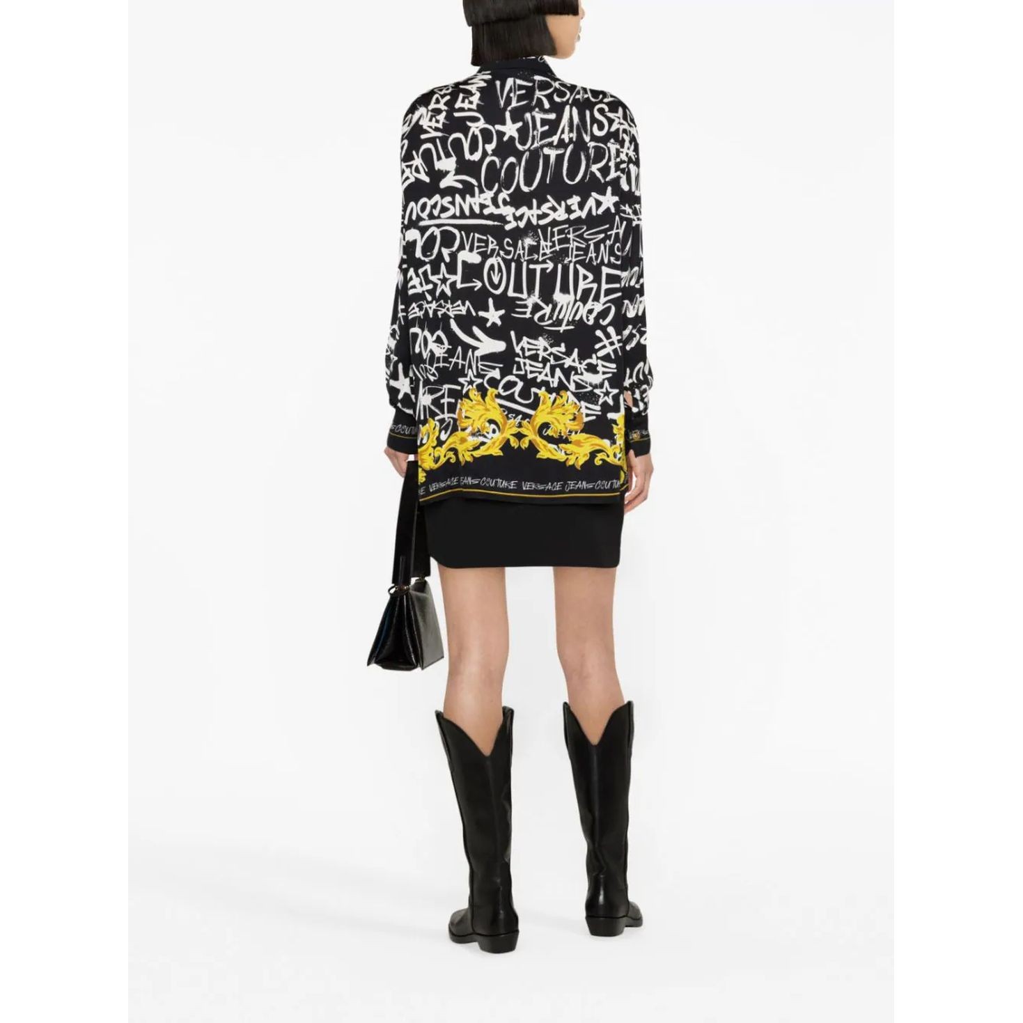 VERSACE JEANS CUTURE Marškiniai ilgomis rankovėmis moterims, Juoda, Chain couture shirt 4