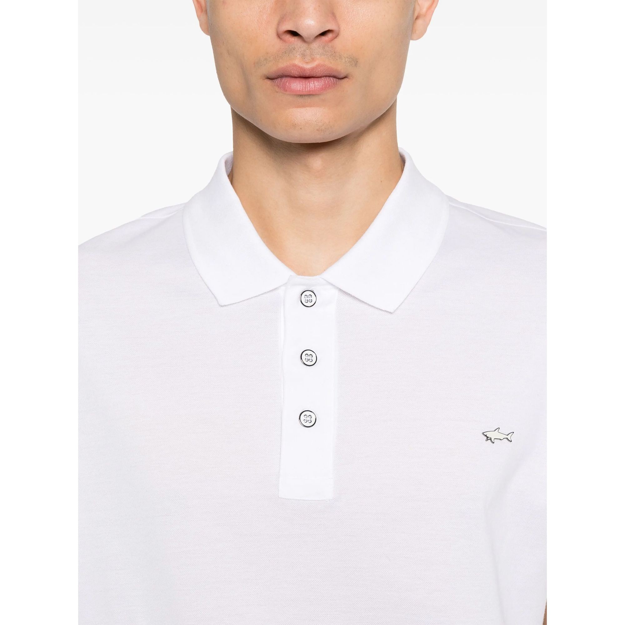 PAULNSHARK Polo marškiniai trumpos rank. vyrams, Balta, Knitted poloshirt 4