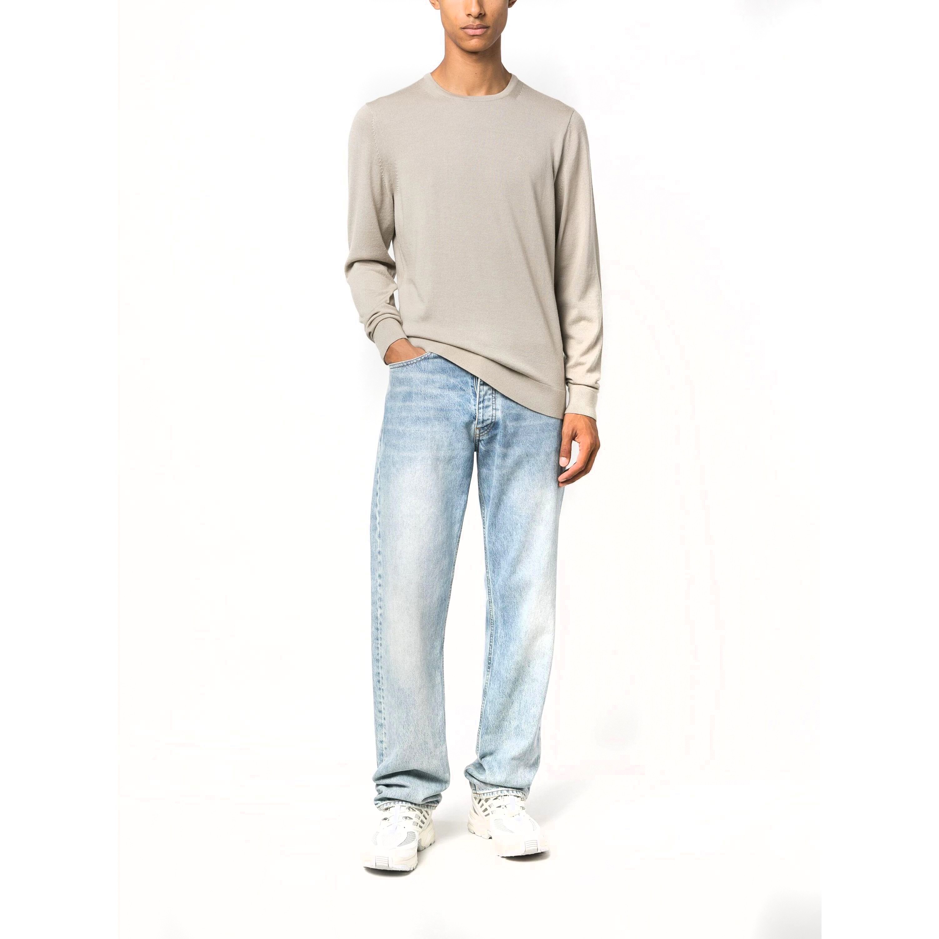 CALVIN KLEIN Megztinis vyrams, Pilka, Merino crew neck sweater 2