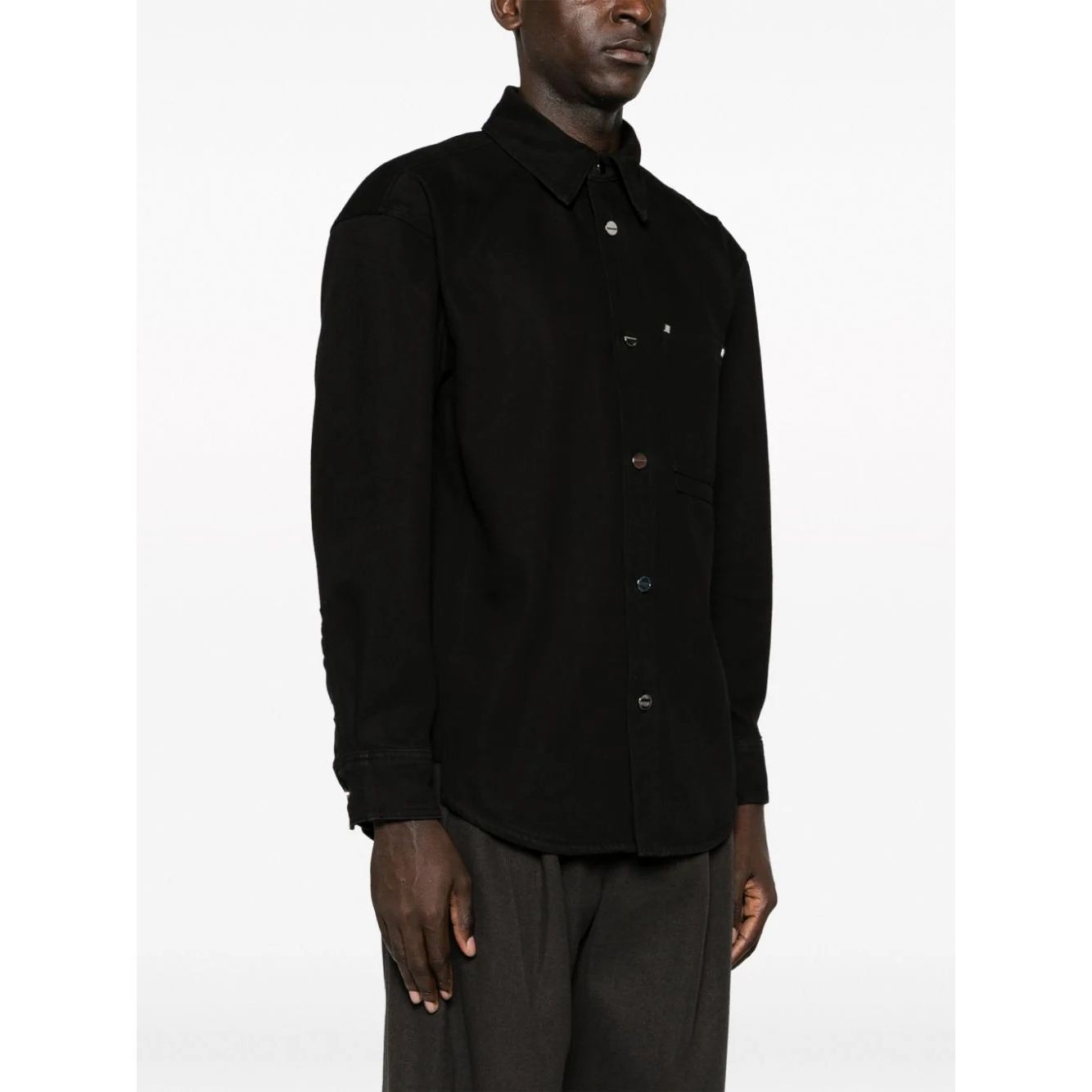 WOOYOUNGMI Marškiniai ilgomis rankovėmis vyrams, Juoda, Mens shirt 3