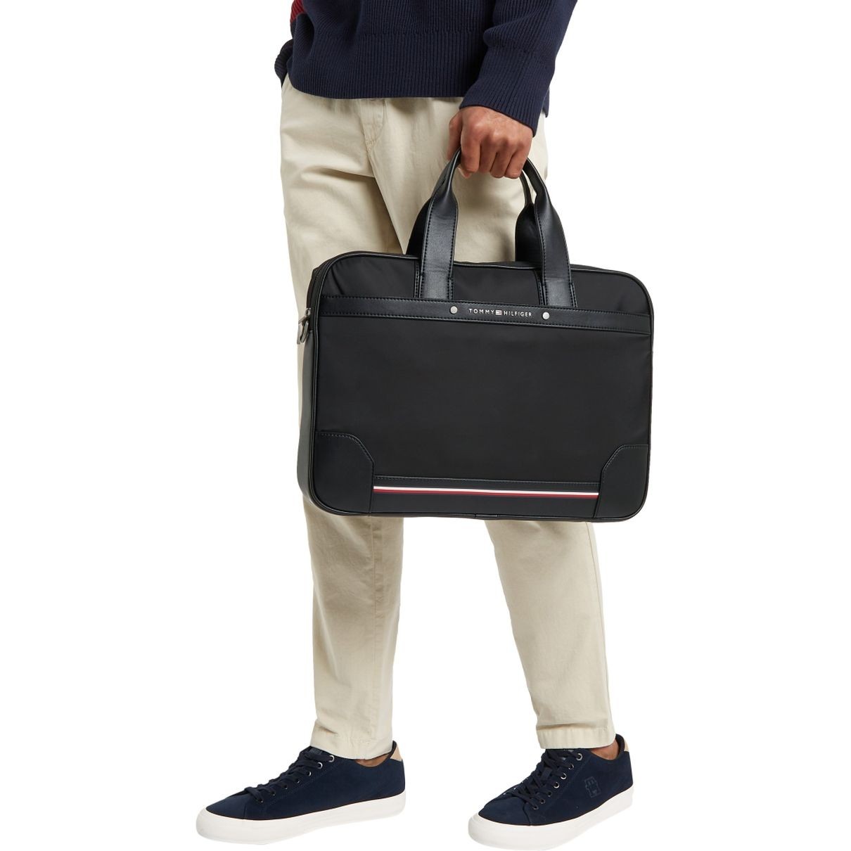 TOMMY HILFIGER Dėklas kompiuteriui vyrams, Juoda, Central repreve computer bag 5