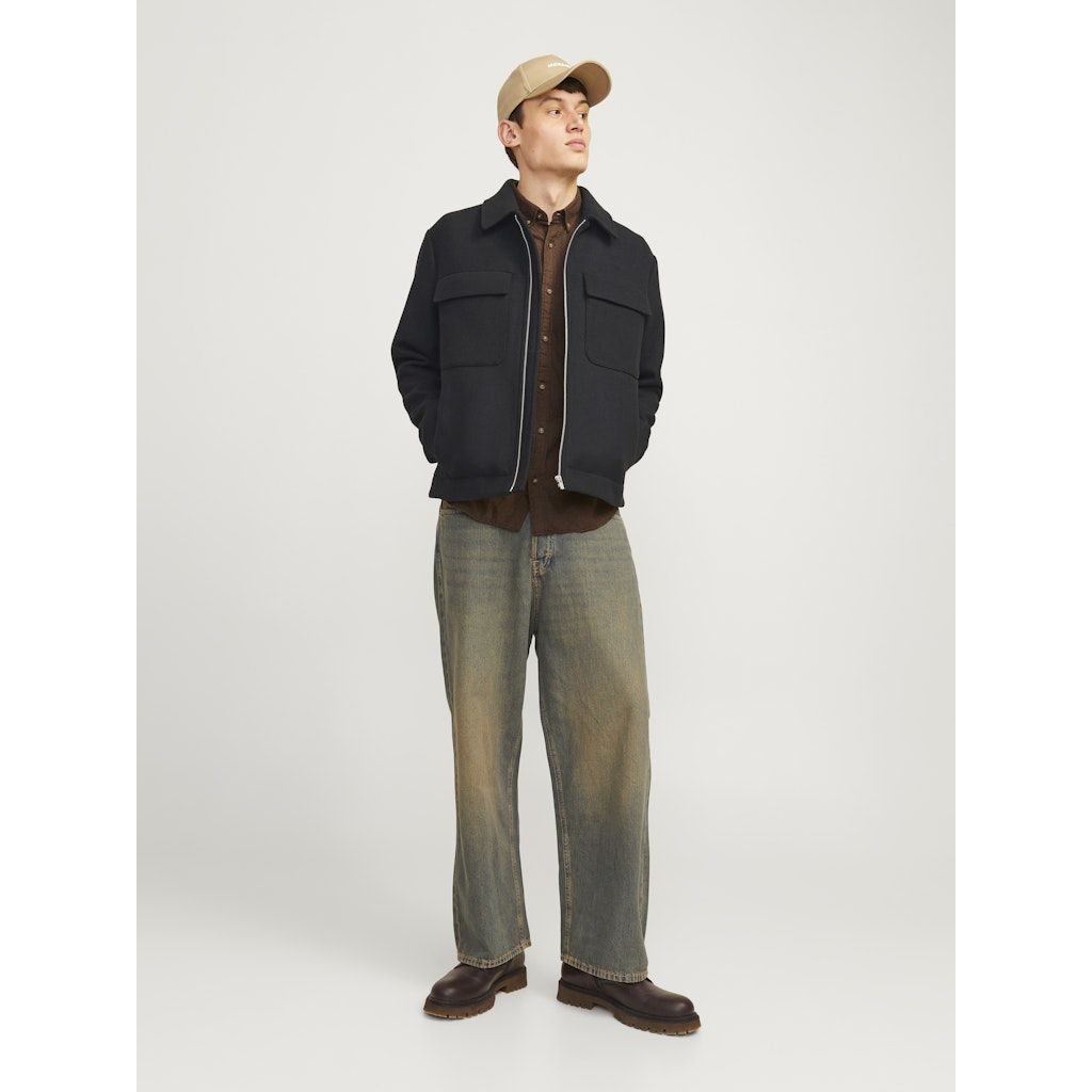 JACK & JONES Lengva striukė vyrams, Juoda, Blu russel wool blend jacket 5
