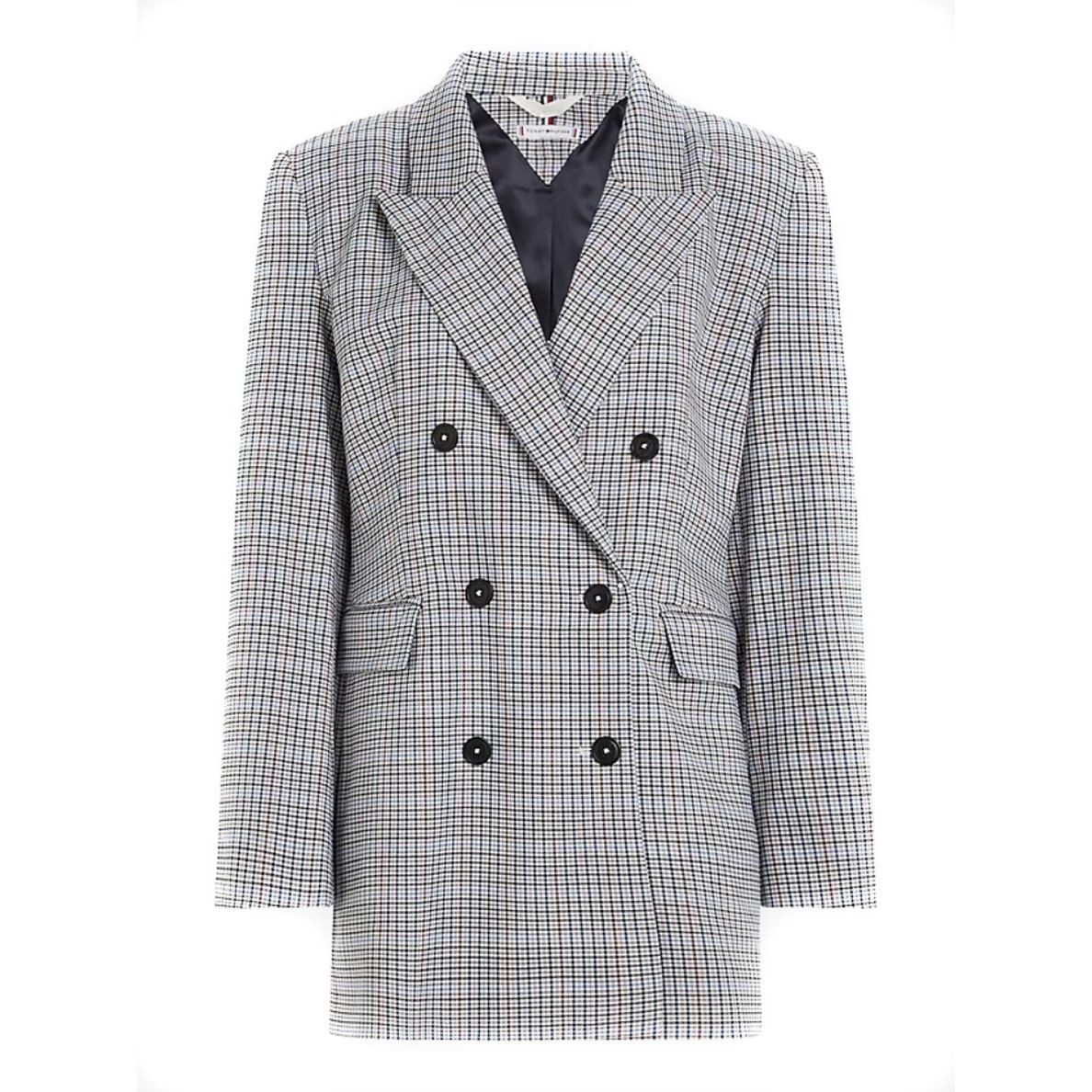 TOMMY HILFIGER Švarkas moterims, Mėlyna, Small check relaxed db blazer 1