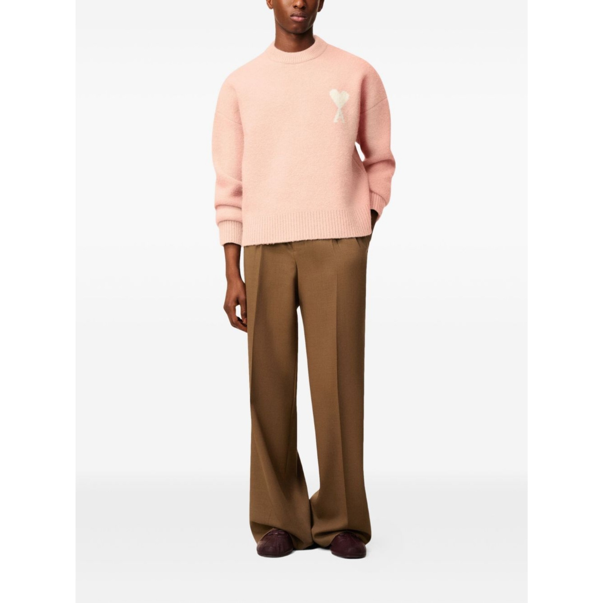 AMI PARIS Megztinis, Smėlio, Ami de coeur crewneck sweater 2