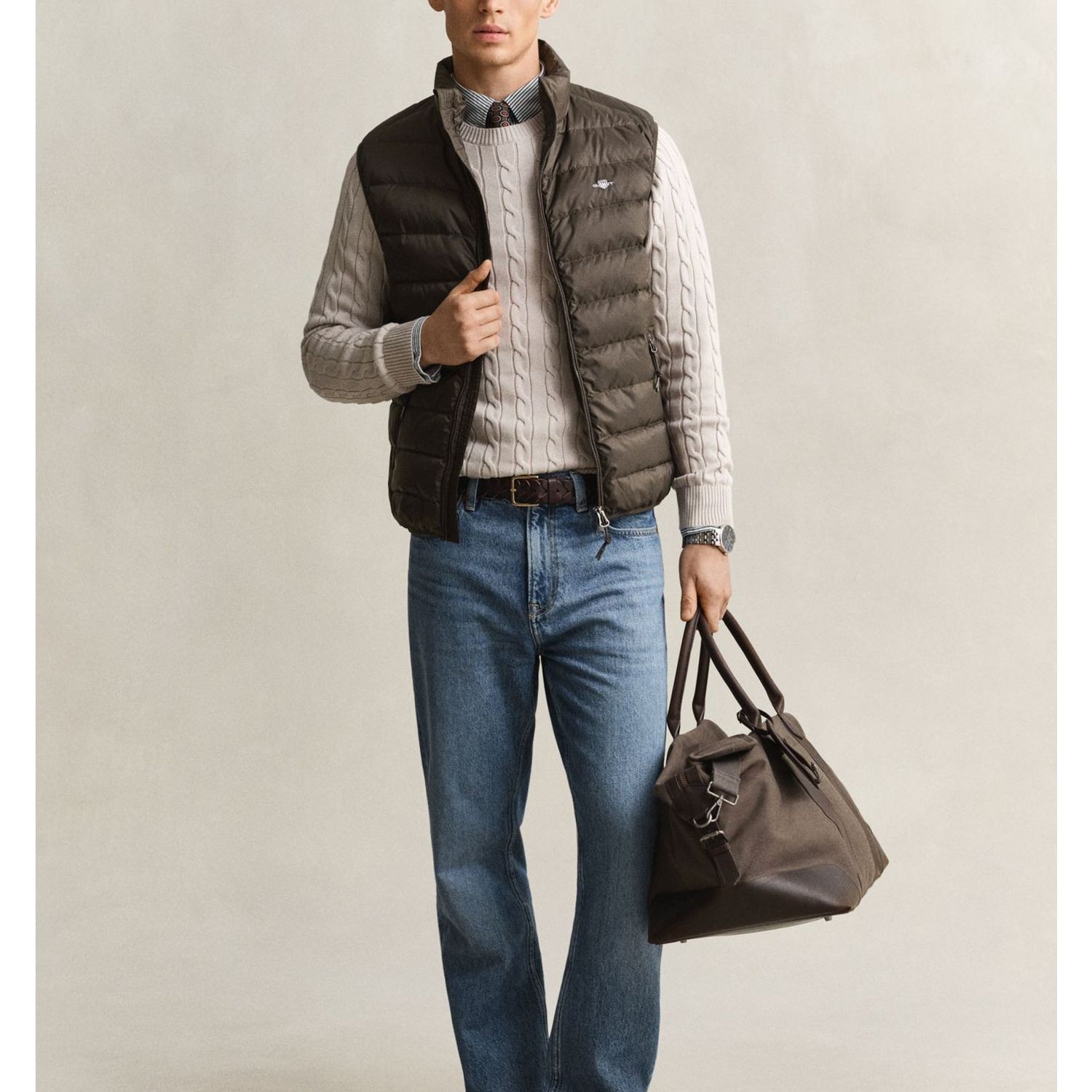 GANT Pūkinė liemenė vyrams, Ruda, Light down vest 5